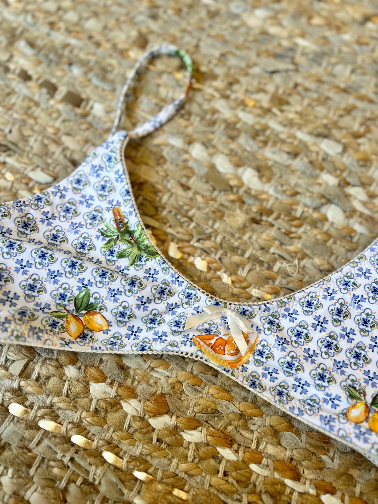 CAPRI LEMON ULTRA SOFT DOUBLE LINED BIKINI SCOOP V-NECK TOP