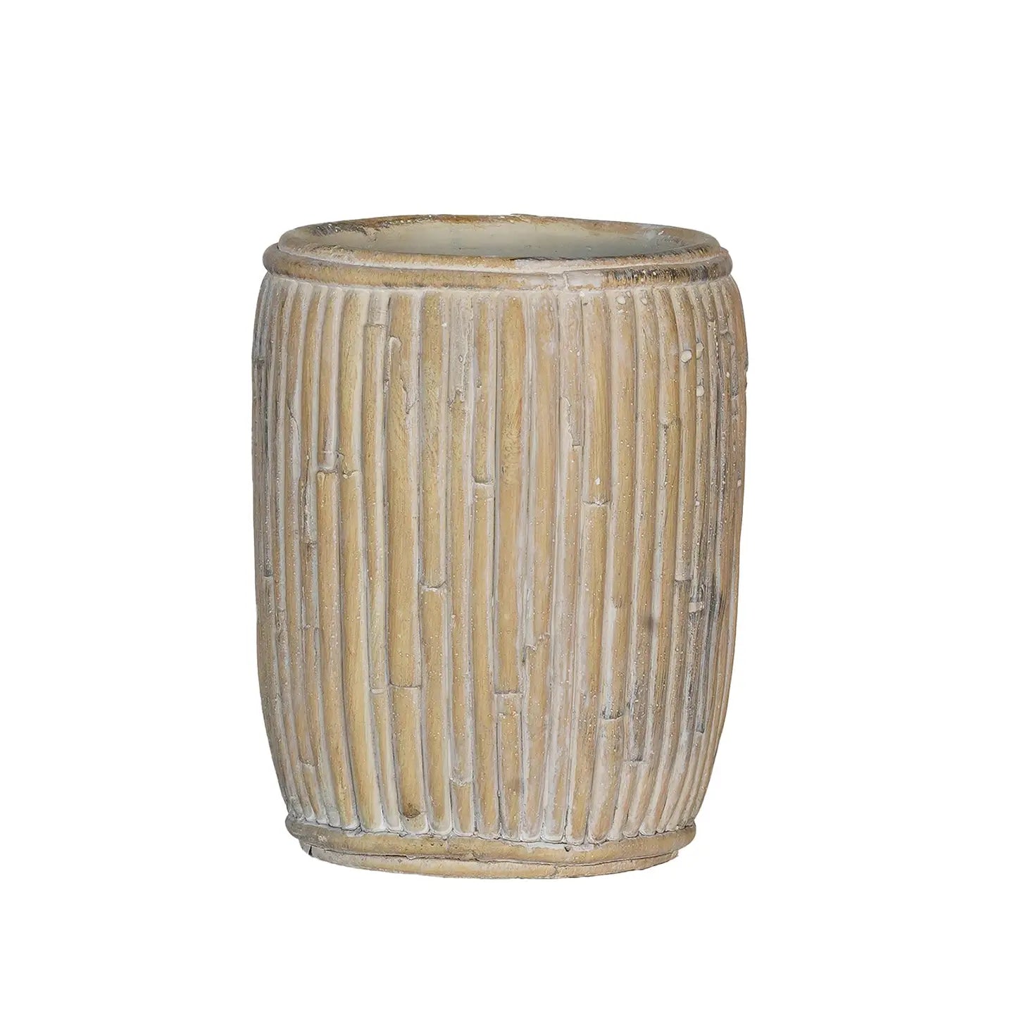 CONCRETE FAUX RATTAN VASE PLANTER
