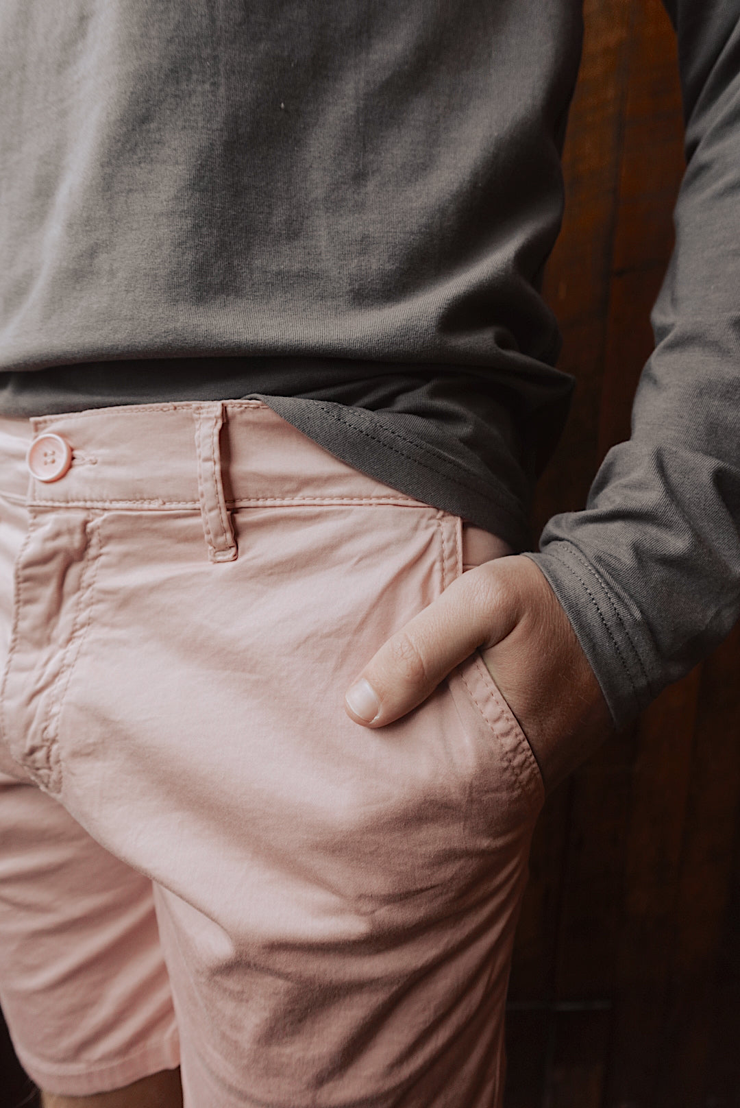 PALE PINK SOFT BREATHABLE COTTON CHINO SHORTS