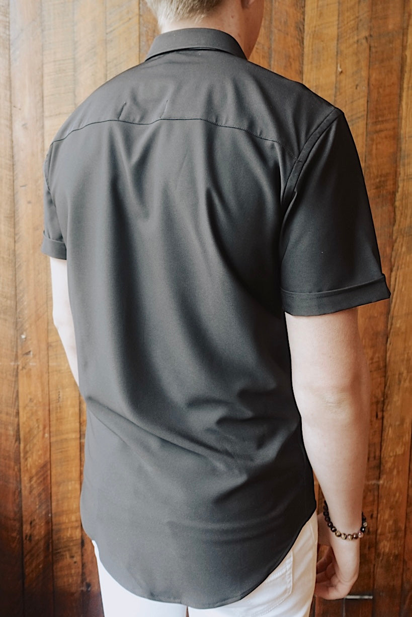 NIOR SOFT STRETCH SLIM FIT SHORT SLEEVE BUTTON DOWN