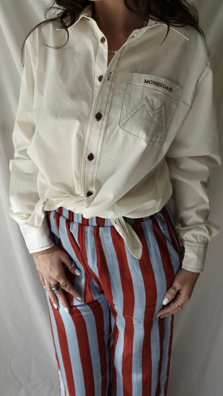 Cream Cotton Button Down Shirt for Men – Vintage-Inspired