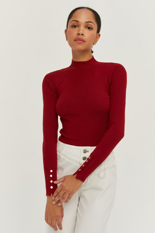 MEGAN KNIT TOP WITH SLEEVE SNAP DETAIL