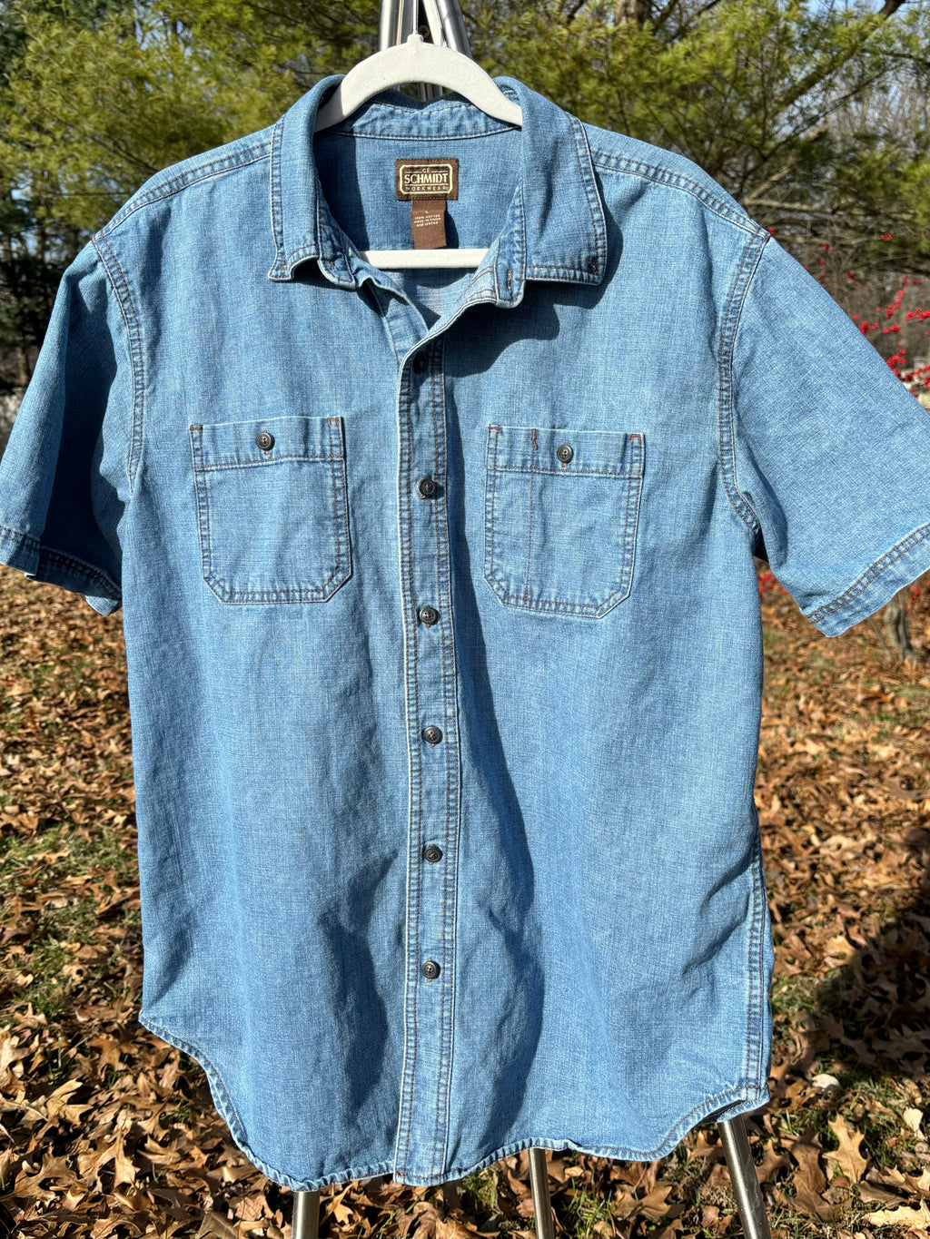 SCHMIDT WORKWEAR: LIGHT MEDIM WASH DENIM WORKSHIRT