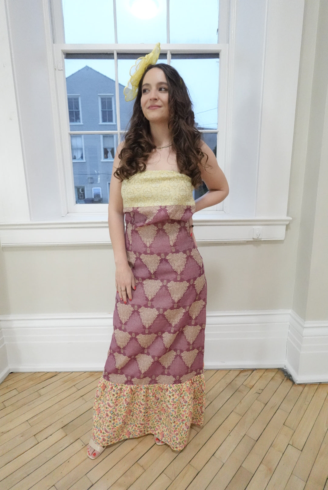 CALIFORINA GARDEN GOLDEN STRAPLESS MAXI DRESS