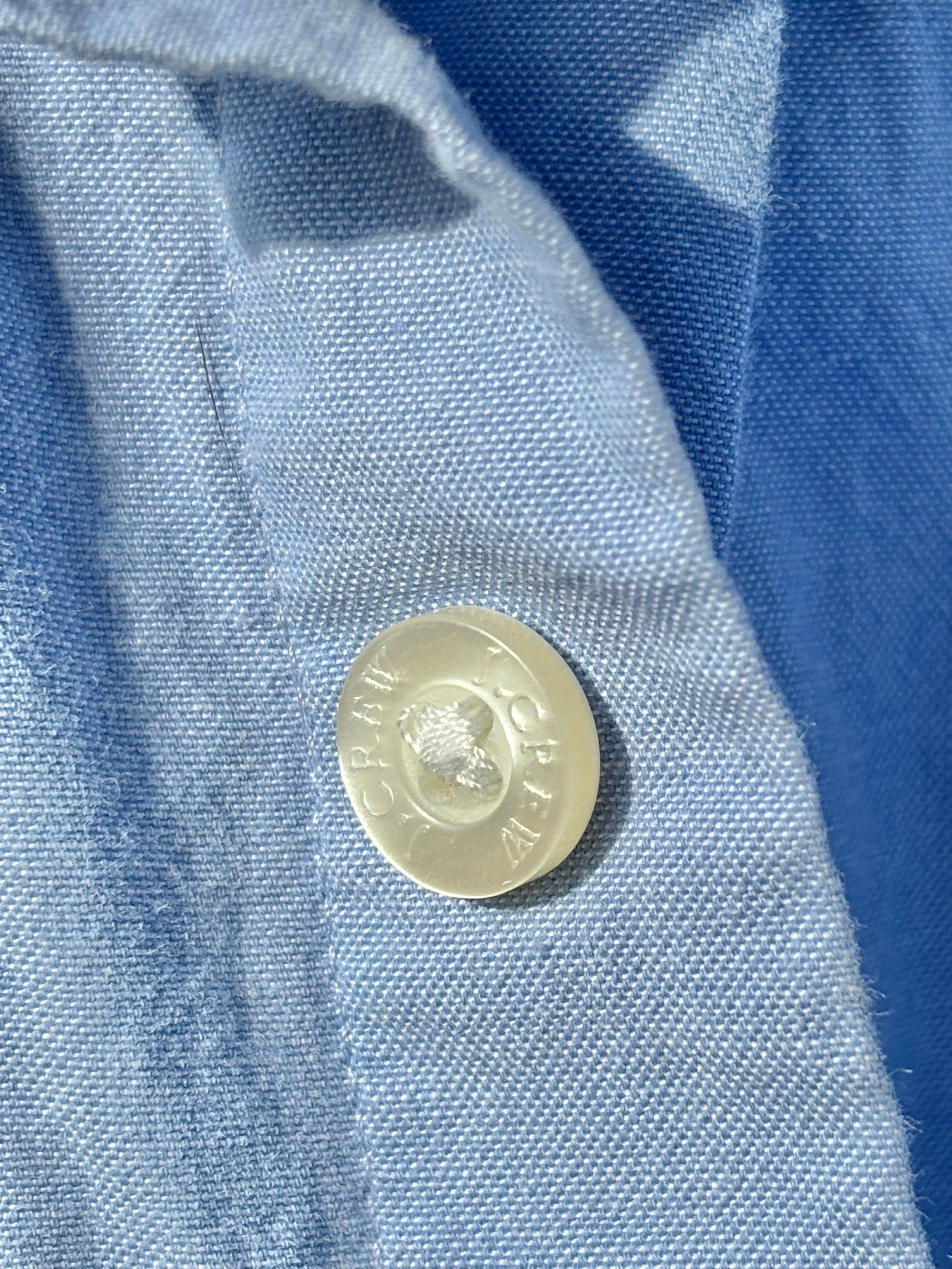 J CREW: SUNWASHED OXFORD BLUE BUTTON DOWN