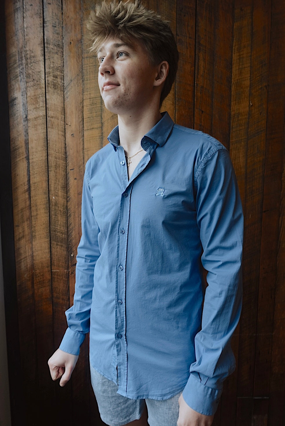 AZURE BLUE SOFT COTTON CLASSIC SLIM FIT BUTTON DOWN