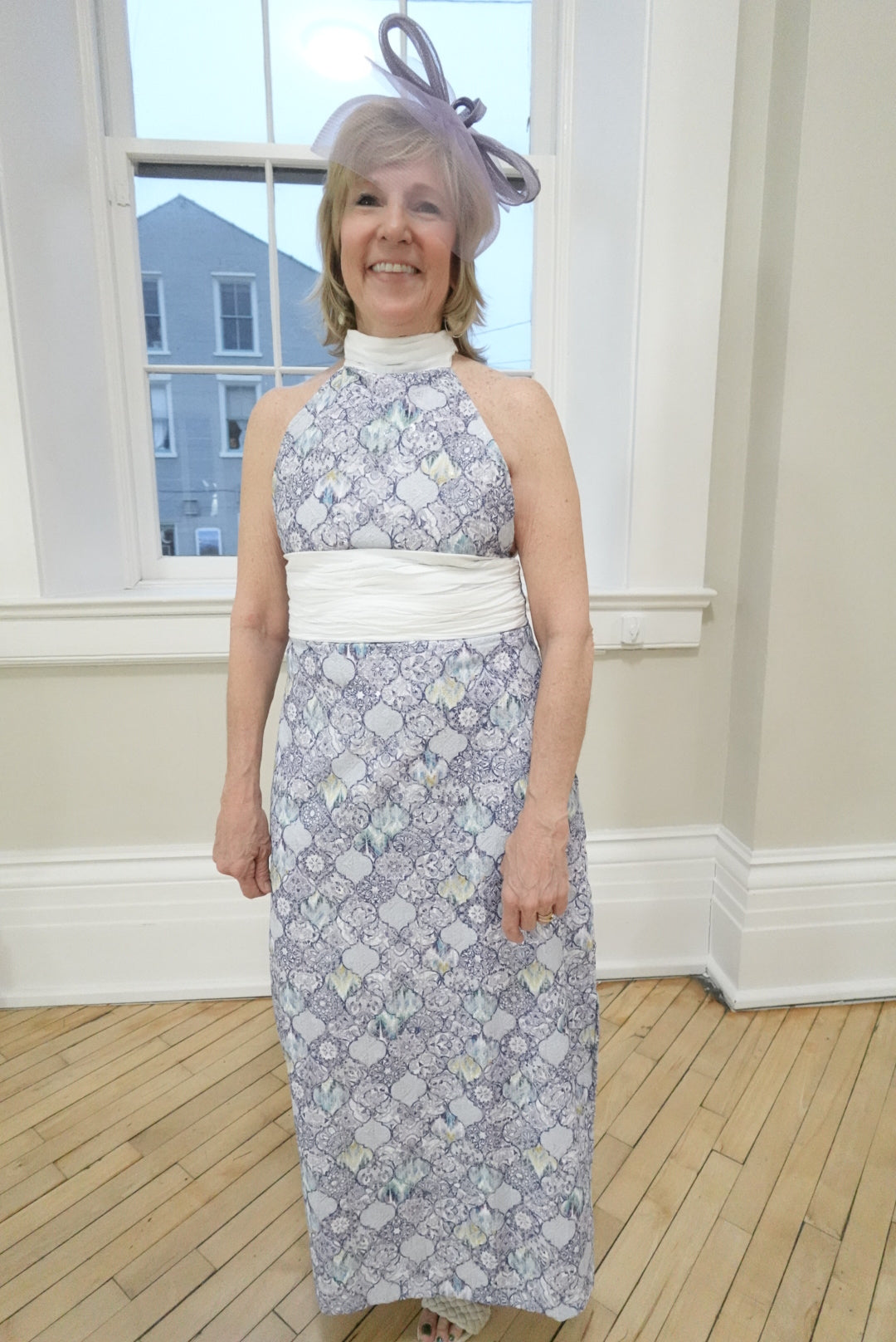 LUNA LAVENDER CLEAR SPARKLE HIGH NECK MIDI MAXI DRESS