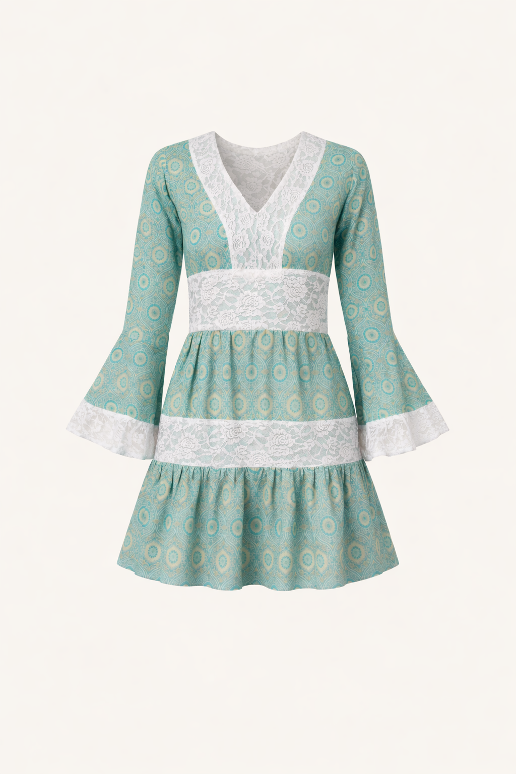 MEADOW AQUA BREEZE LACE MINI COCKTAIL GARDEN DRESS