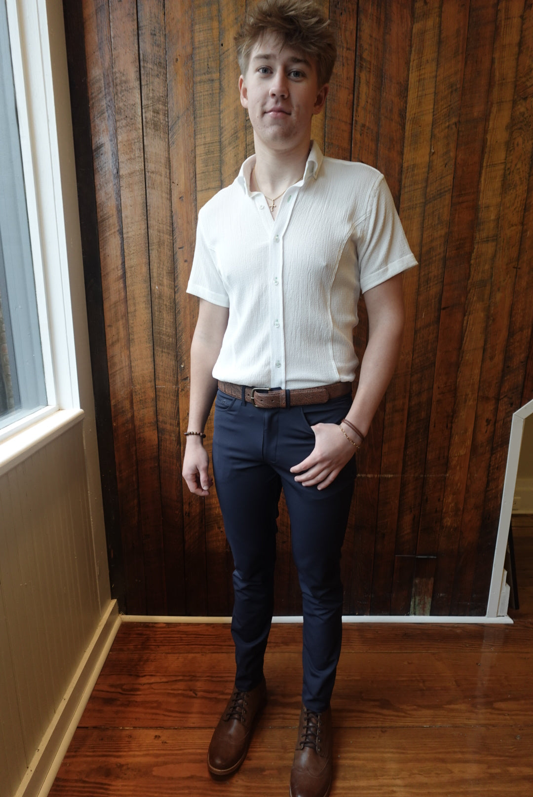 NAVY STRETCH SKINNY/SLIM FIT 5 POCKET GOLF PANTS