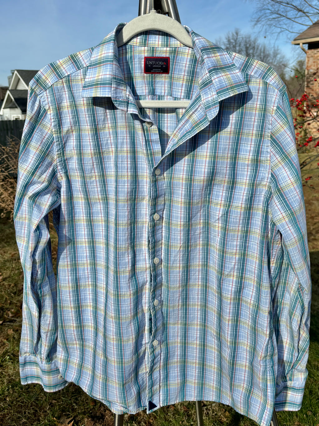 UNTUCKit: TEAL, BLUE, & RED MULTI COLOR PLAID BUTTON DOWN
