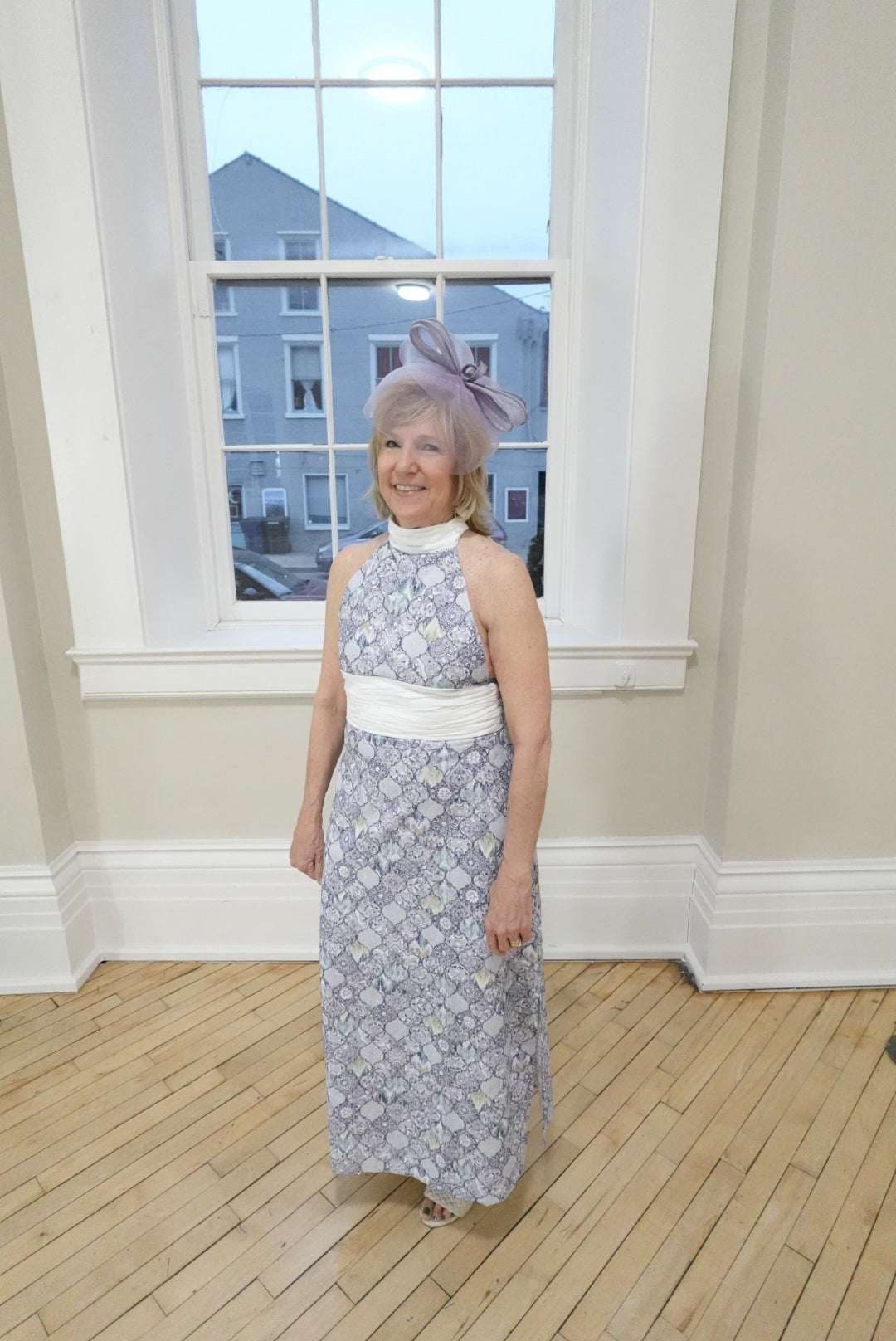 LUNA LAVENDER CLEAR SPARKLE HIGH NECK MIDI MAXI DRESS