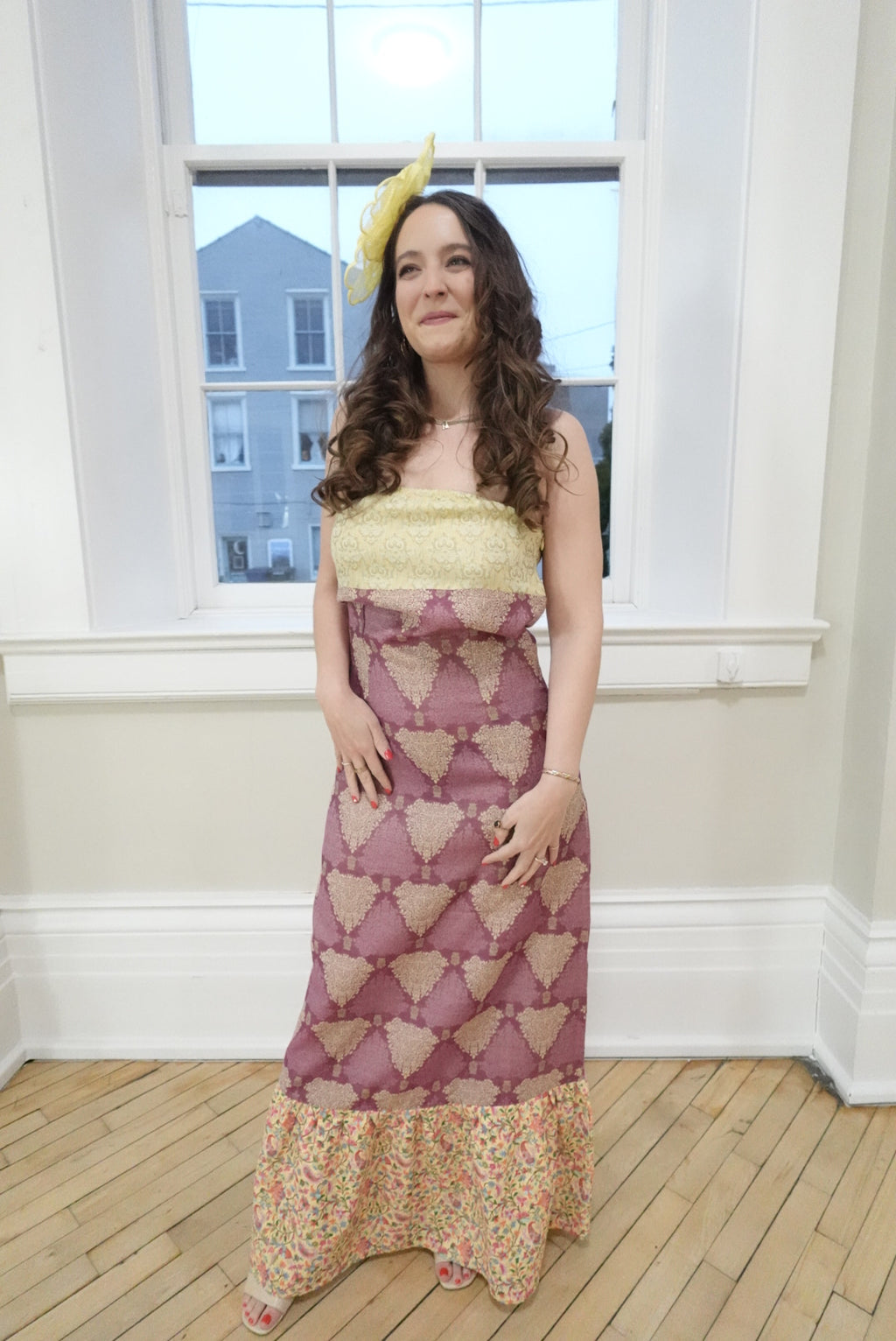 CALIFORINA GARDEN GOLDEN STRAPLESS MAXI DRESS