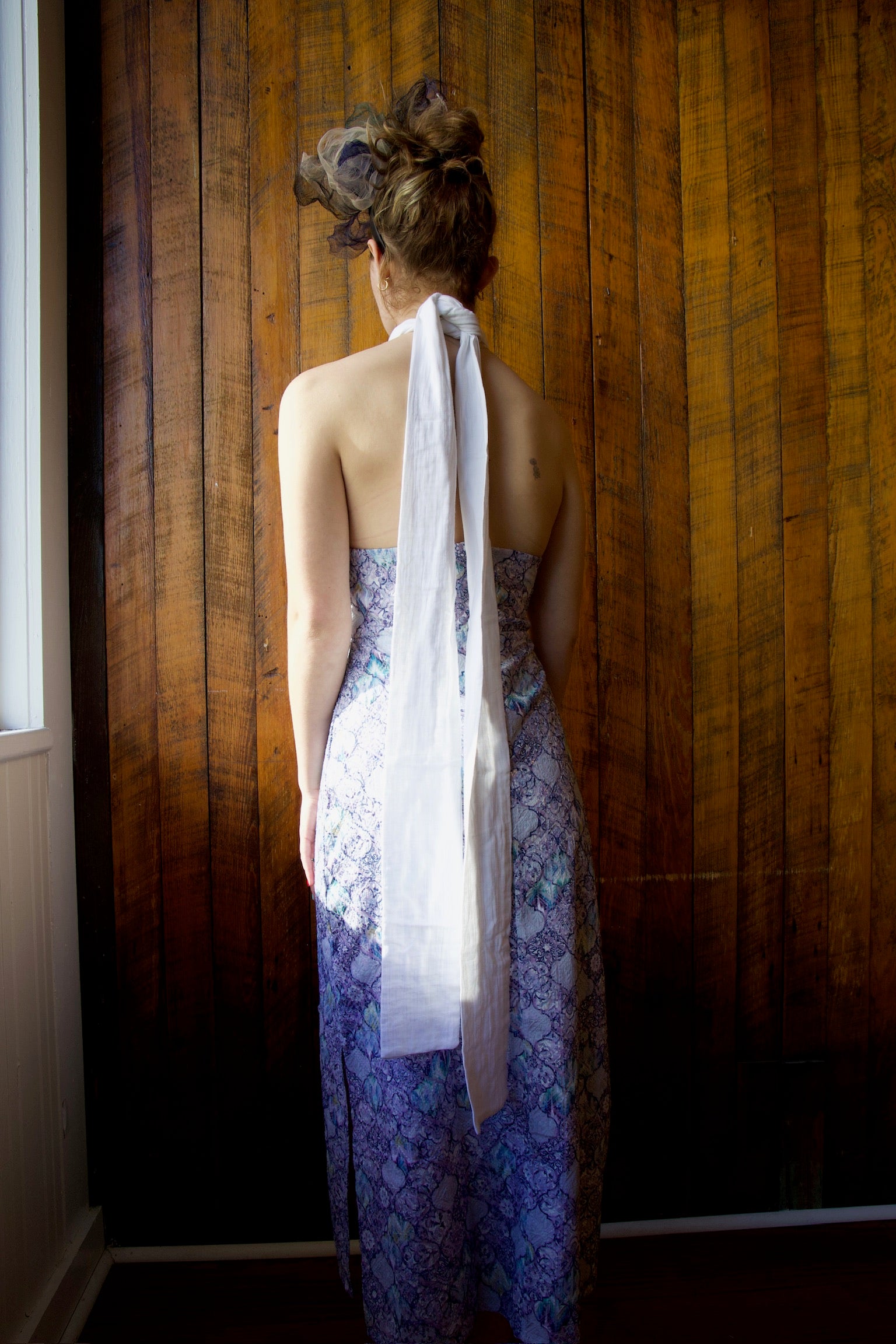 LUNA LAVENDER CLEAR SPARKLE HIGH NECK MIDI MAXI DRESS