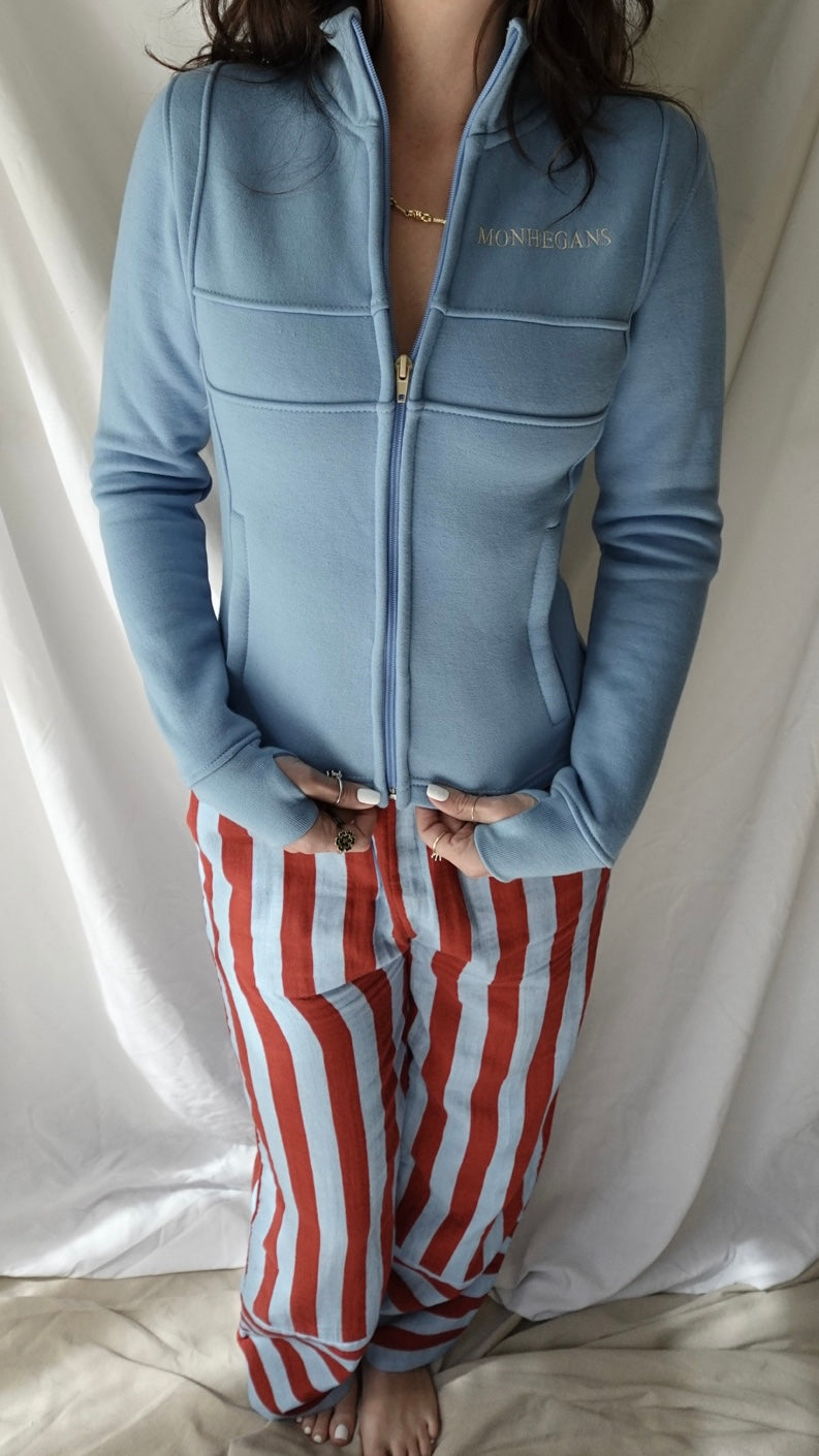 AZURE FLEECE DEFINED WAIST SHAPE ZIP UP JACKET