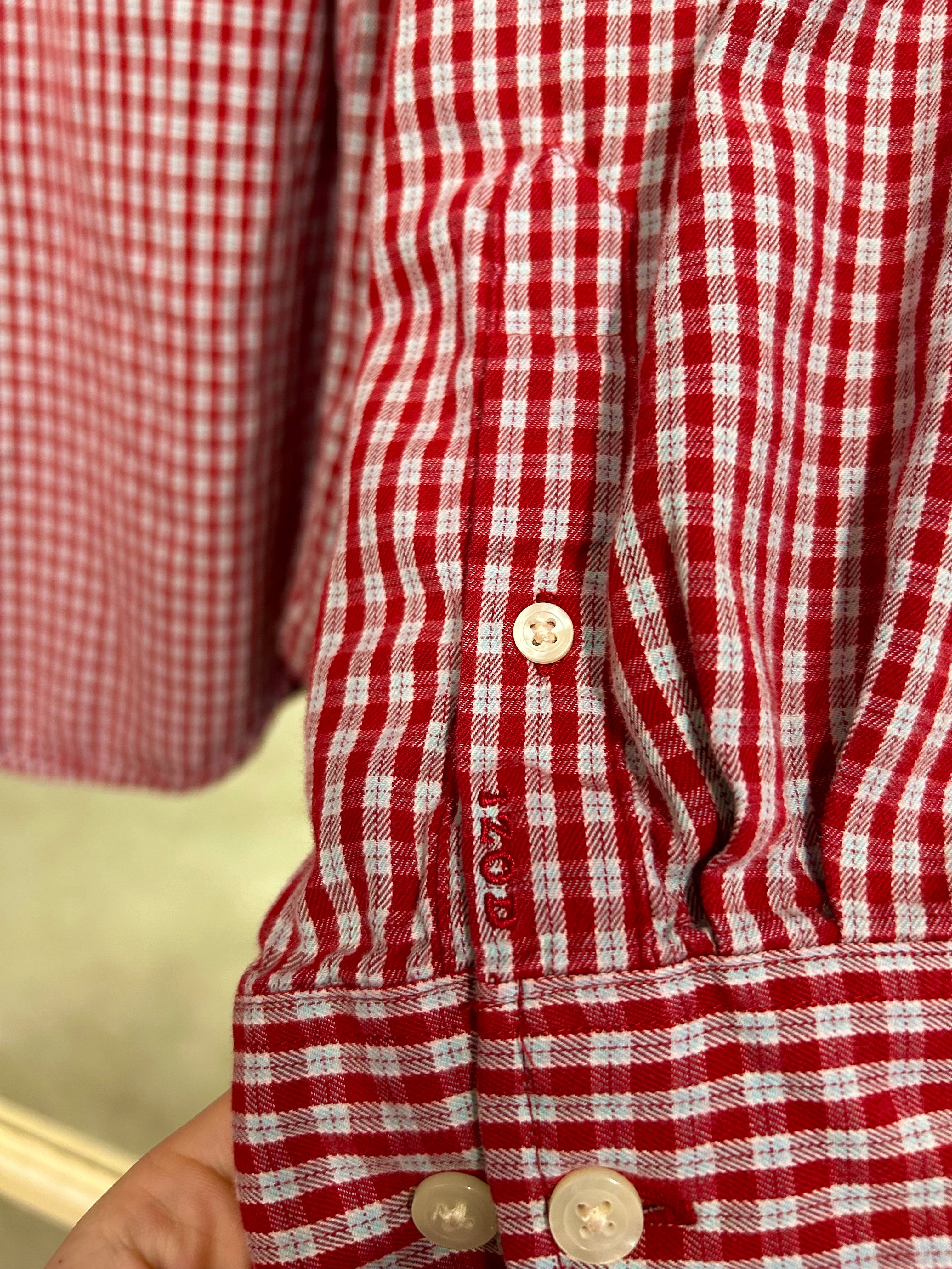 IZOD: CHECKERED PLAID & STRIPE INSIDE DETAIL BABY BLUE/ RED