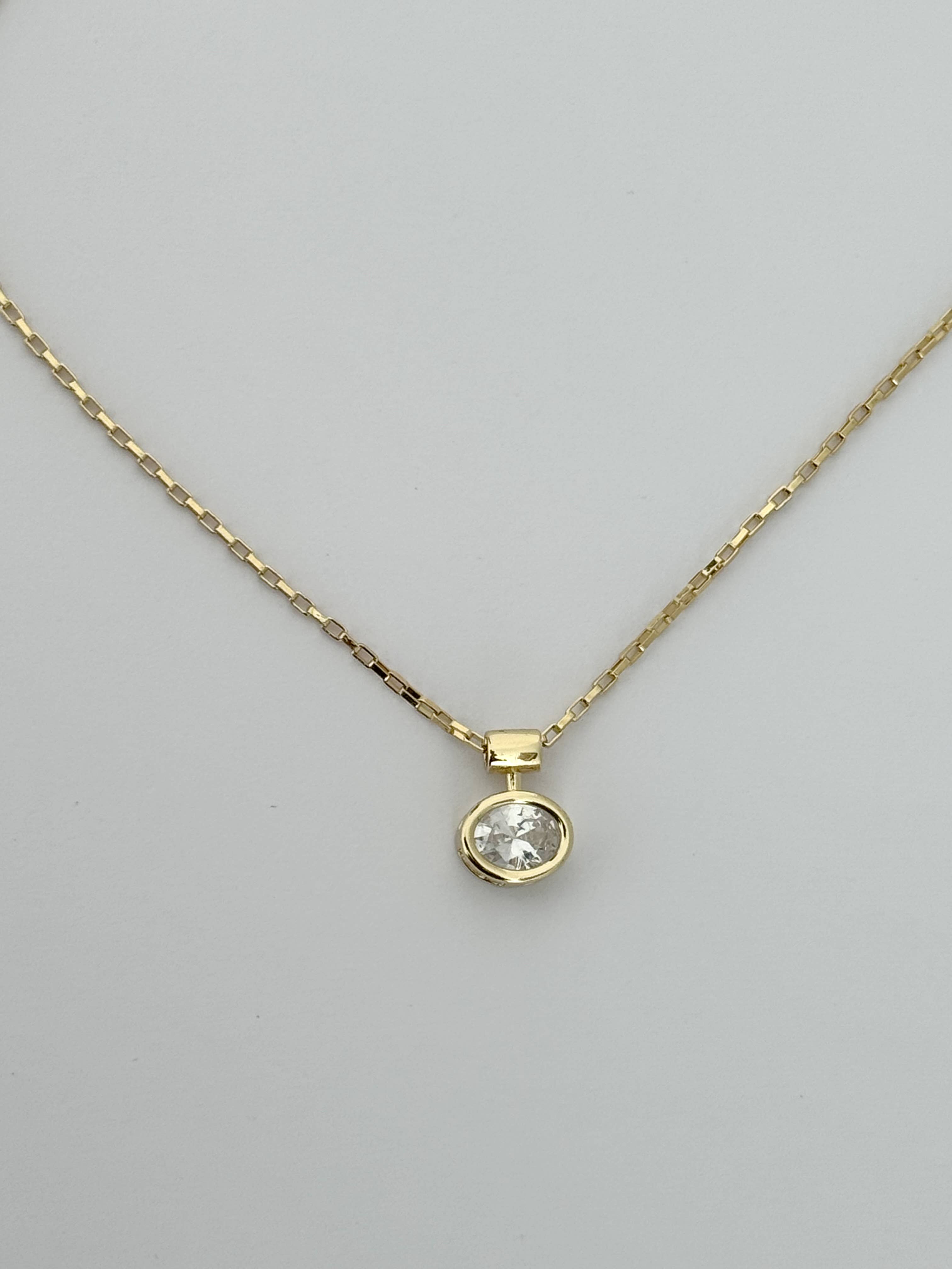 SOLITAIRE CIRCLE CZ DIAMOND 14K GOLD FILLED NECKLACE
