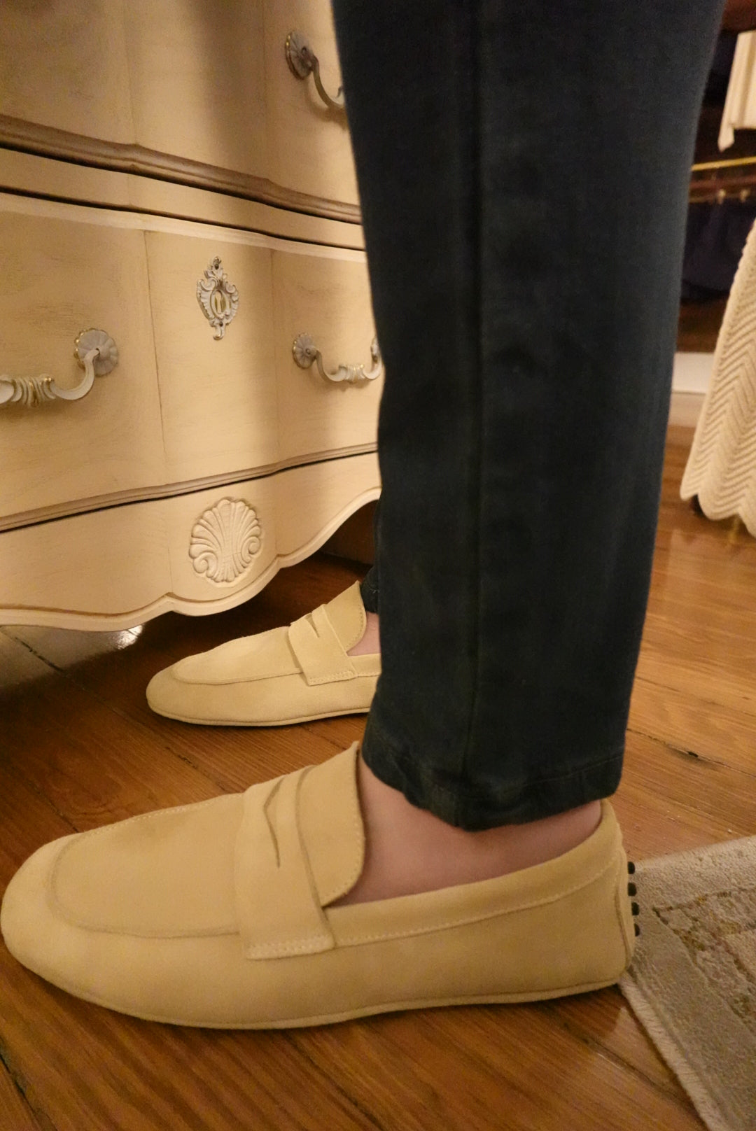 HANDMADE ITALIAN BLACK ON BLACK ARTISAN GENUINE SUEDE/ LEATHER LOAFERS