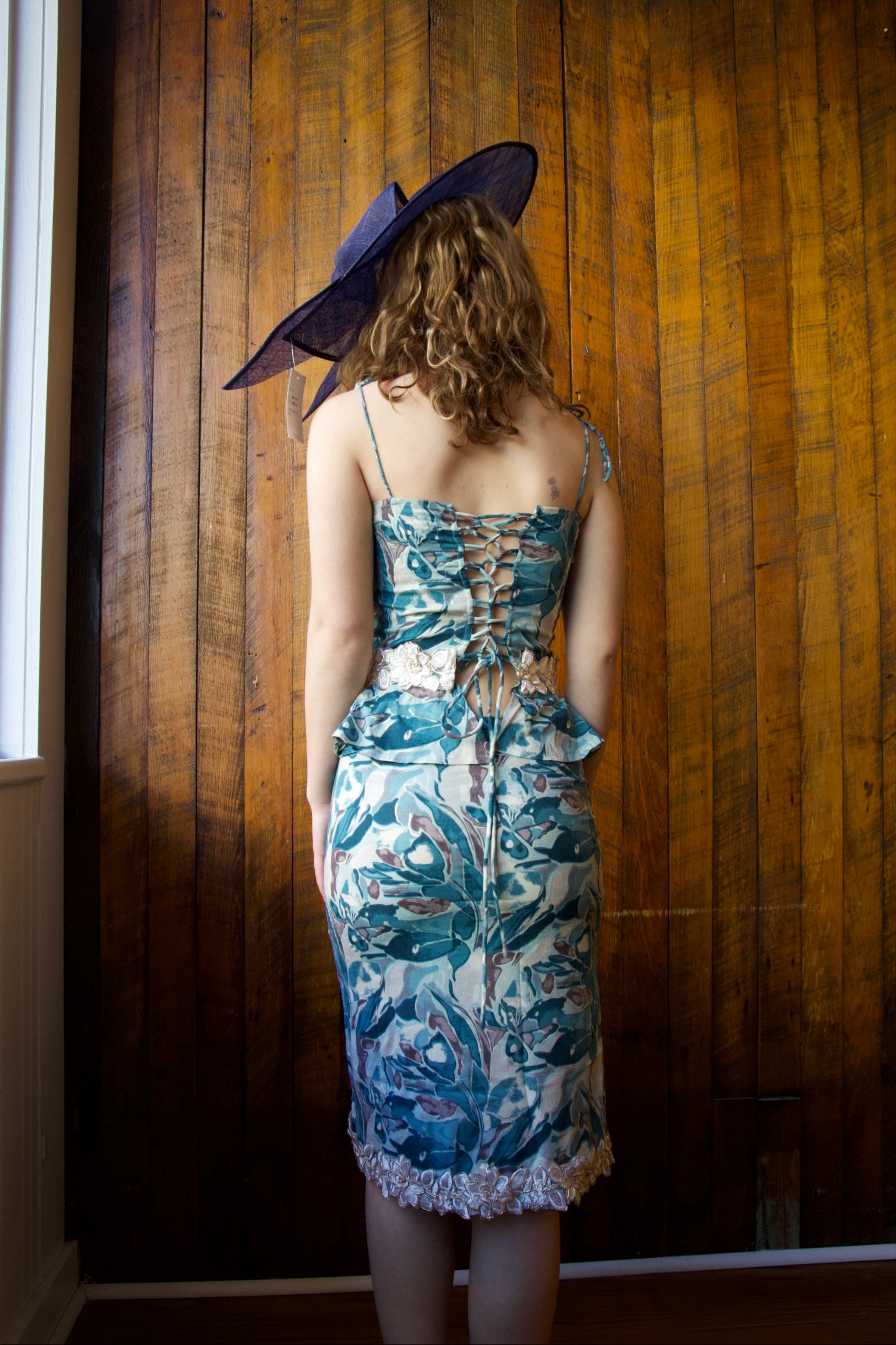 OCEAN MUSE CORSET FLORAL PEPLUM TANK BLOUSE