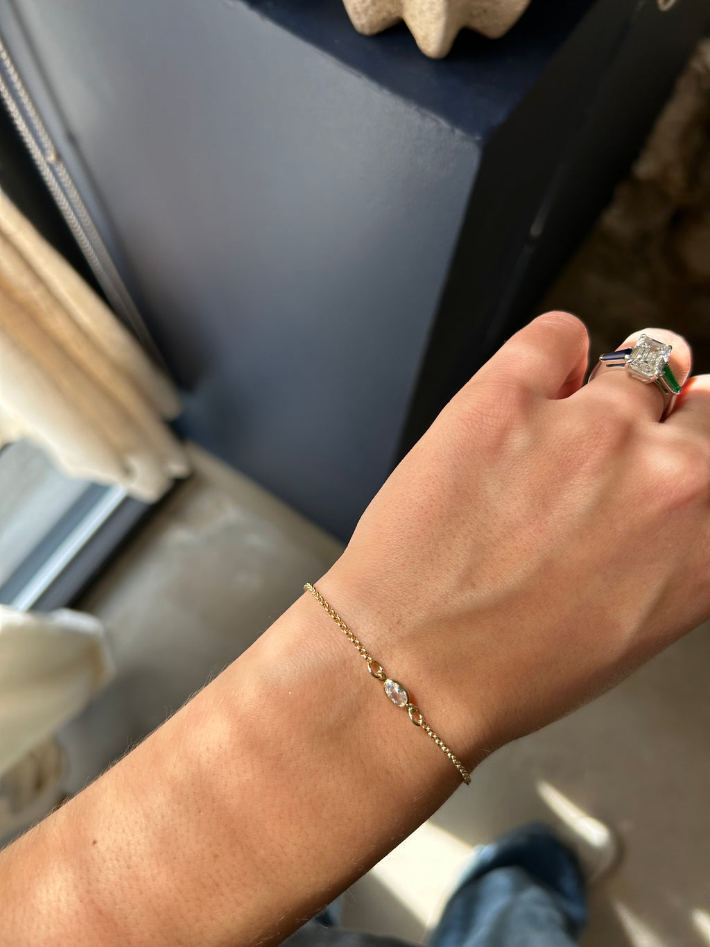 CZ BEZEL SETTING SOLITAIRE STONE DAINTY 14K GOLD FILLED BRACELET