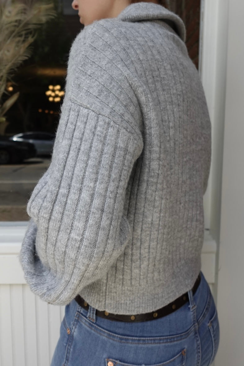 CORA BUTTON FRONT FUNNEL NECK SWEATER