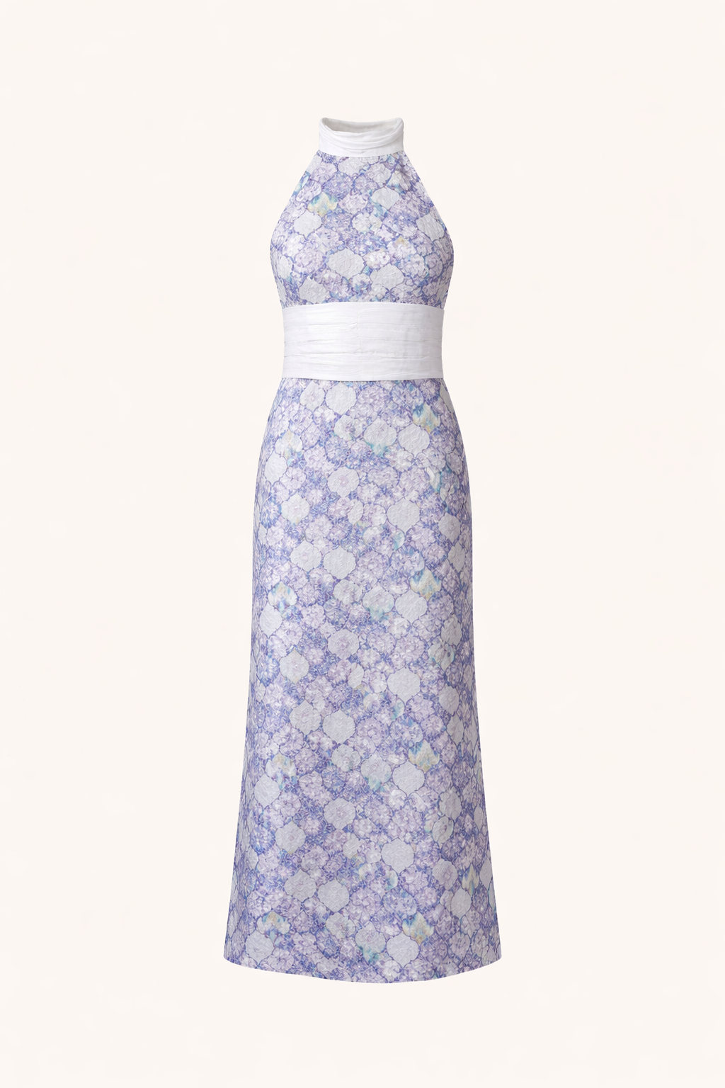 LUNA LAVENDER CLEAR SPARKLE HIGH NECK MIDI MAXI DRESS