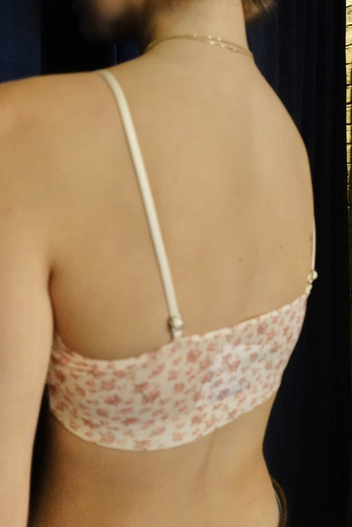 BLUSH FLORAL MESH ULTRA SOFTLACE TRIM BRALETTE