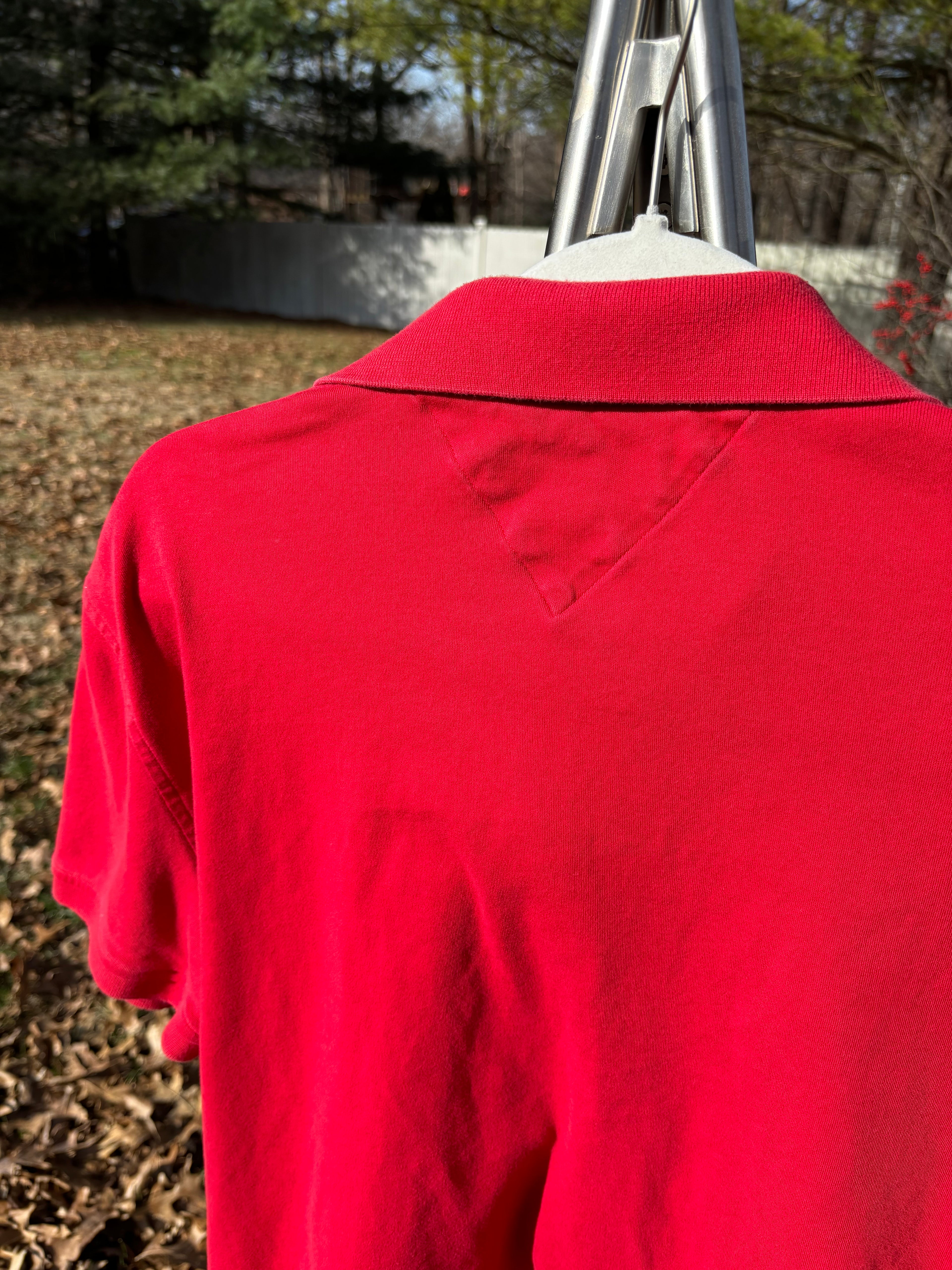 TOMMY HILFIGER: RED COTTON POLO