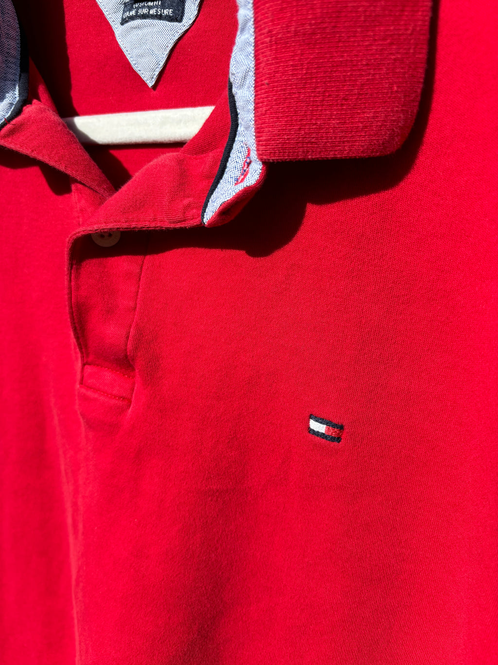 TOMMY HILFIGER: RED COTTON POLO