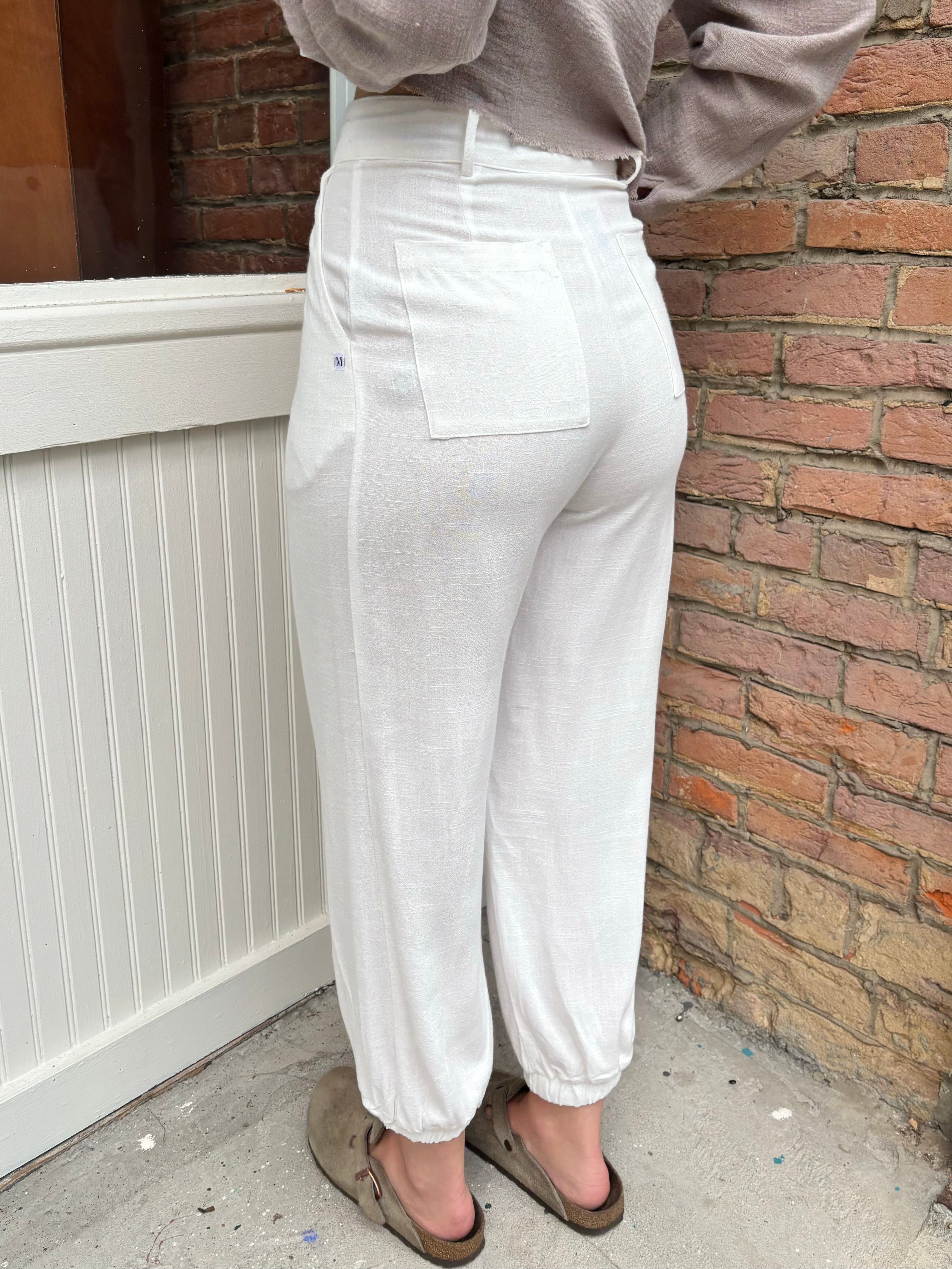 COTTON LINEN ULTRA SOFT JOGGER CROPPED TROUSER