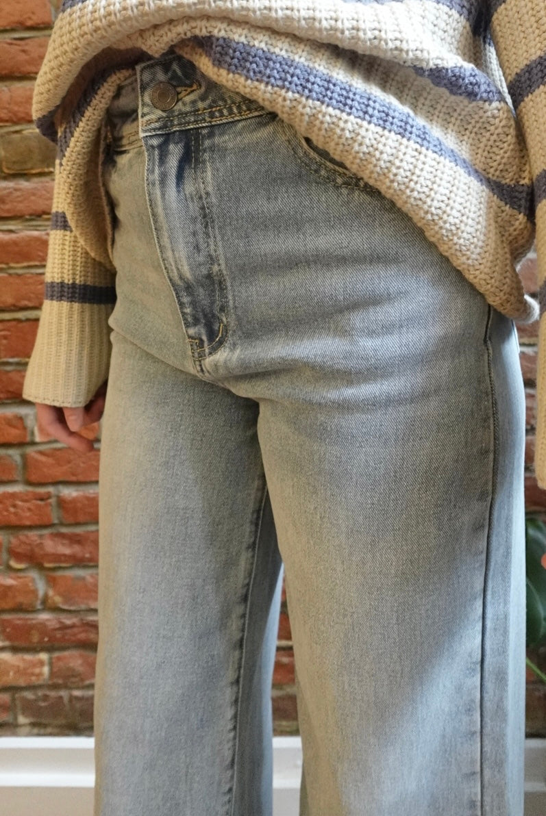 EVERYDAY LUXE WIDE LEG LIGHT WASH JEANS