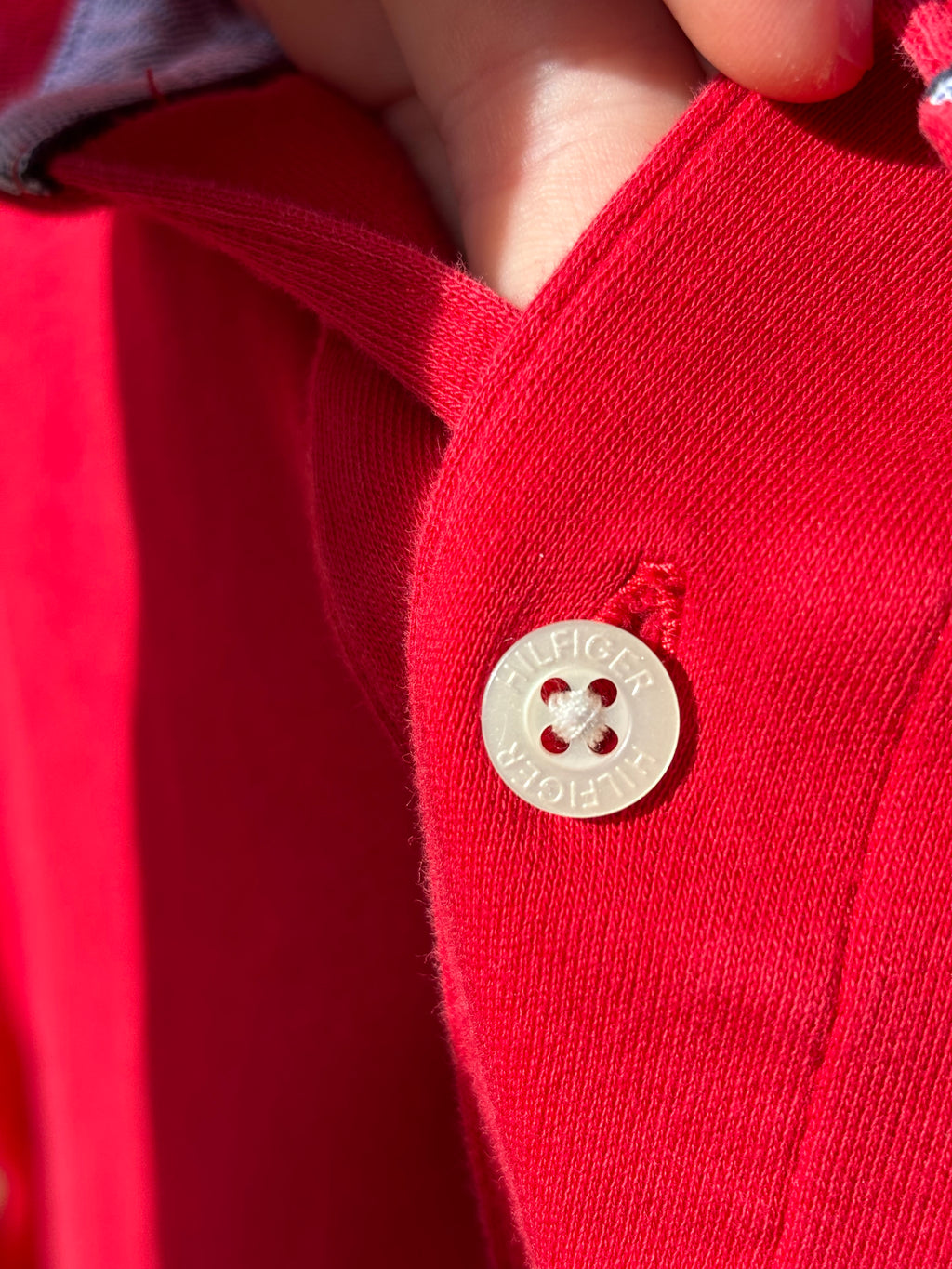 TOMMY HILFIGER: RED COTTON POLO