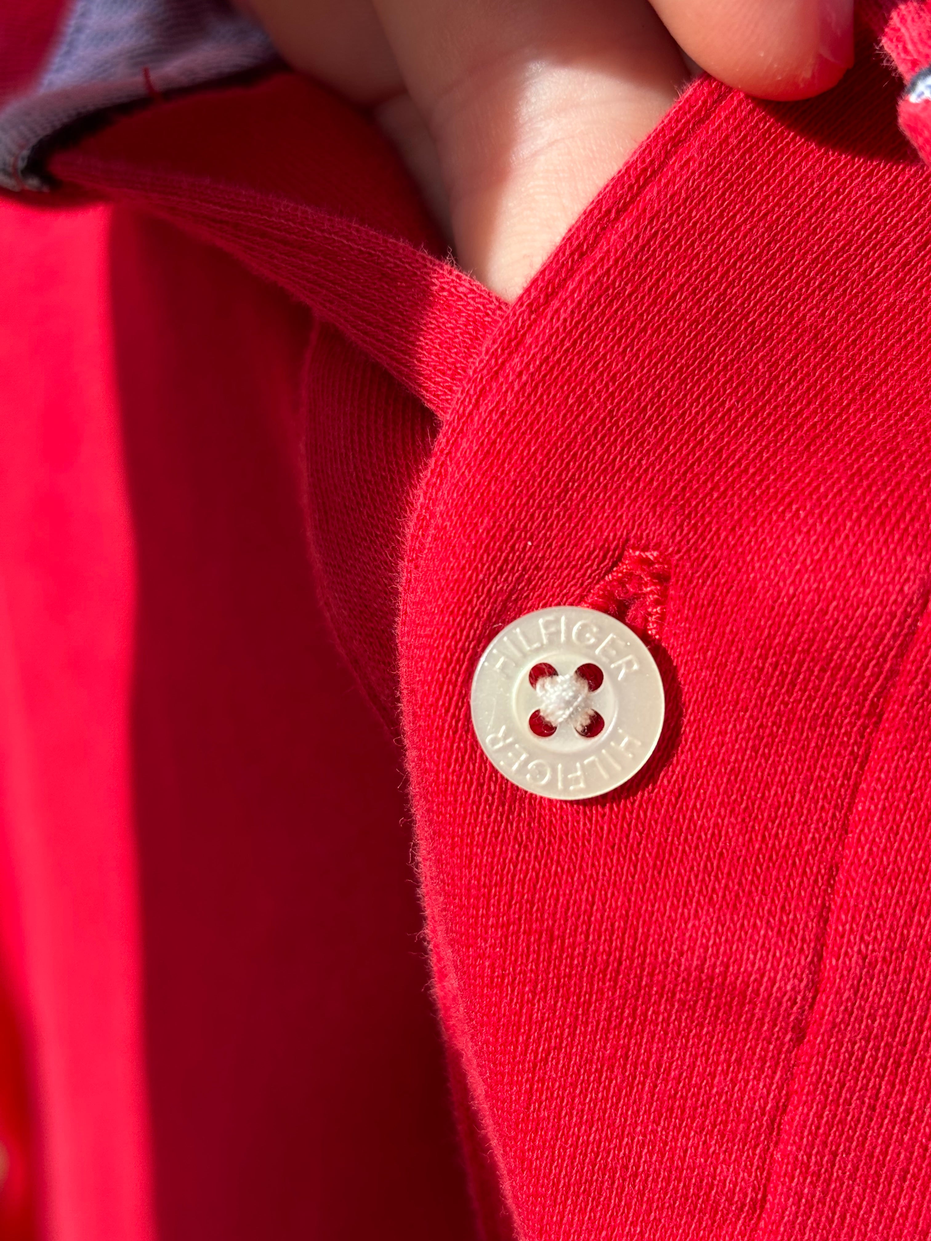 TOMMY HILFIGER: RED COTTON POLO