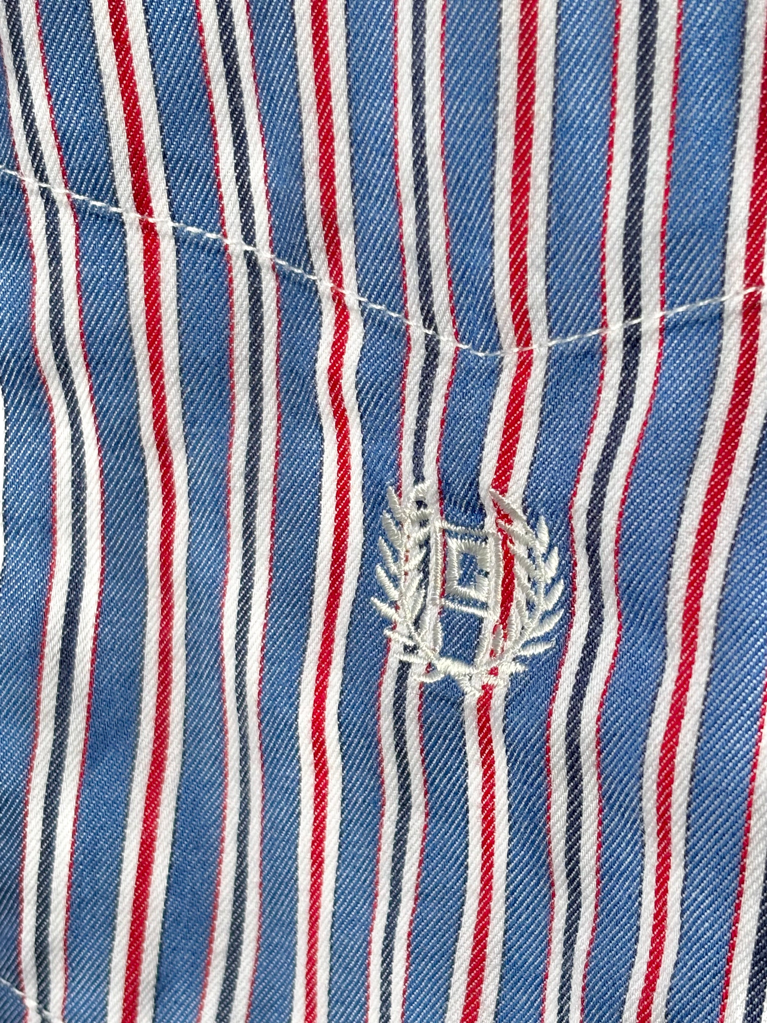 CHAPS: BLUE, WHITE, & RED STRIPED BUTTON DOWN