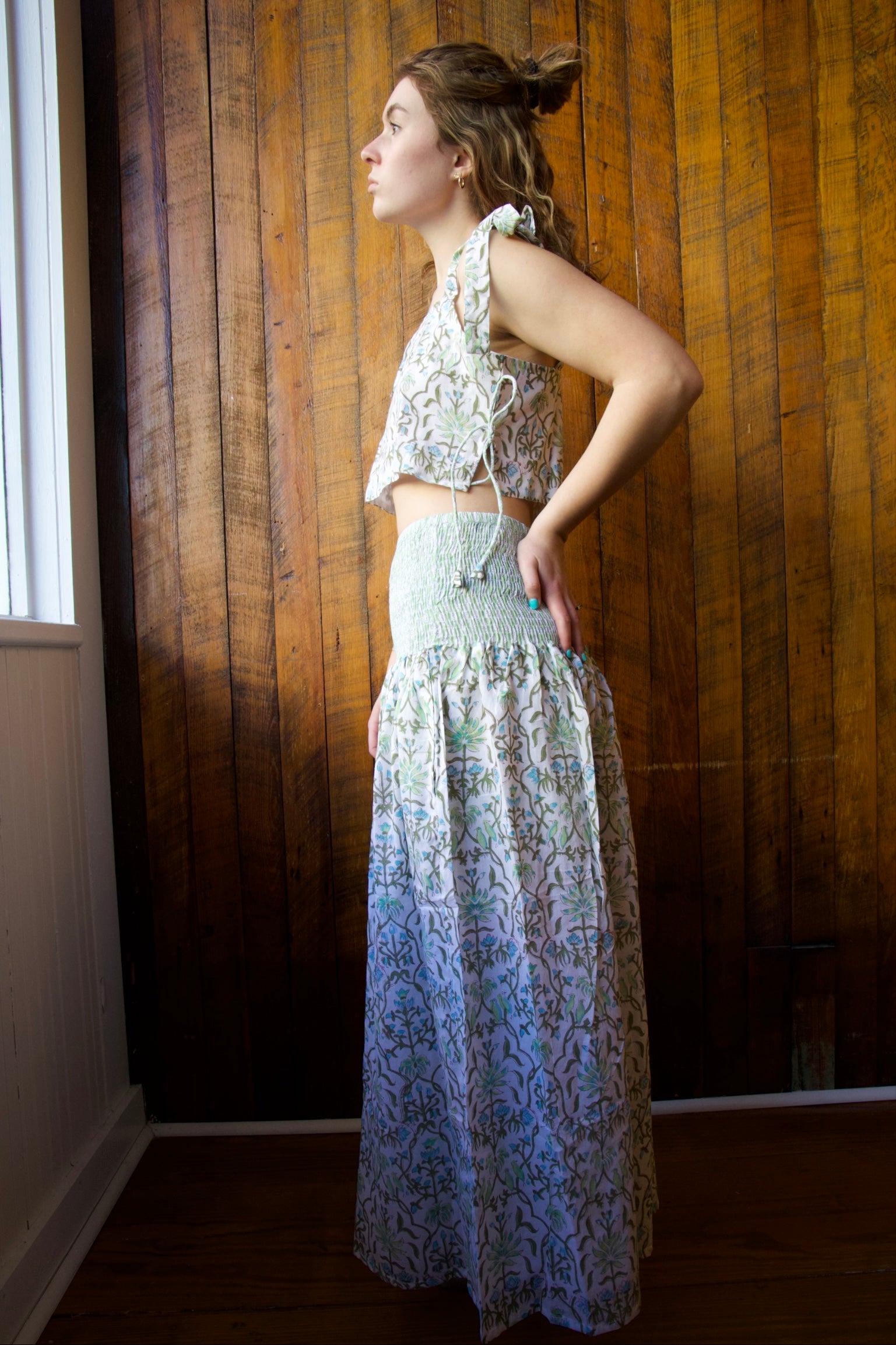 Ae High-Waisted Smocked Maxi Skirt