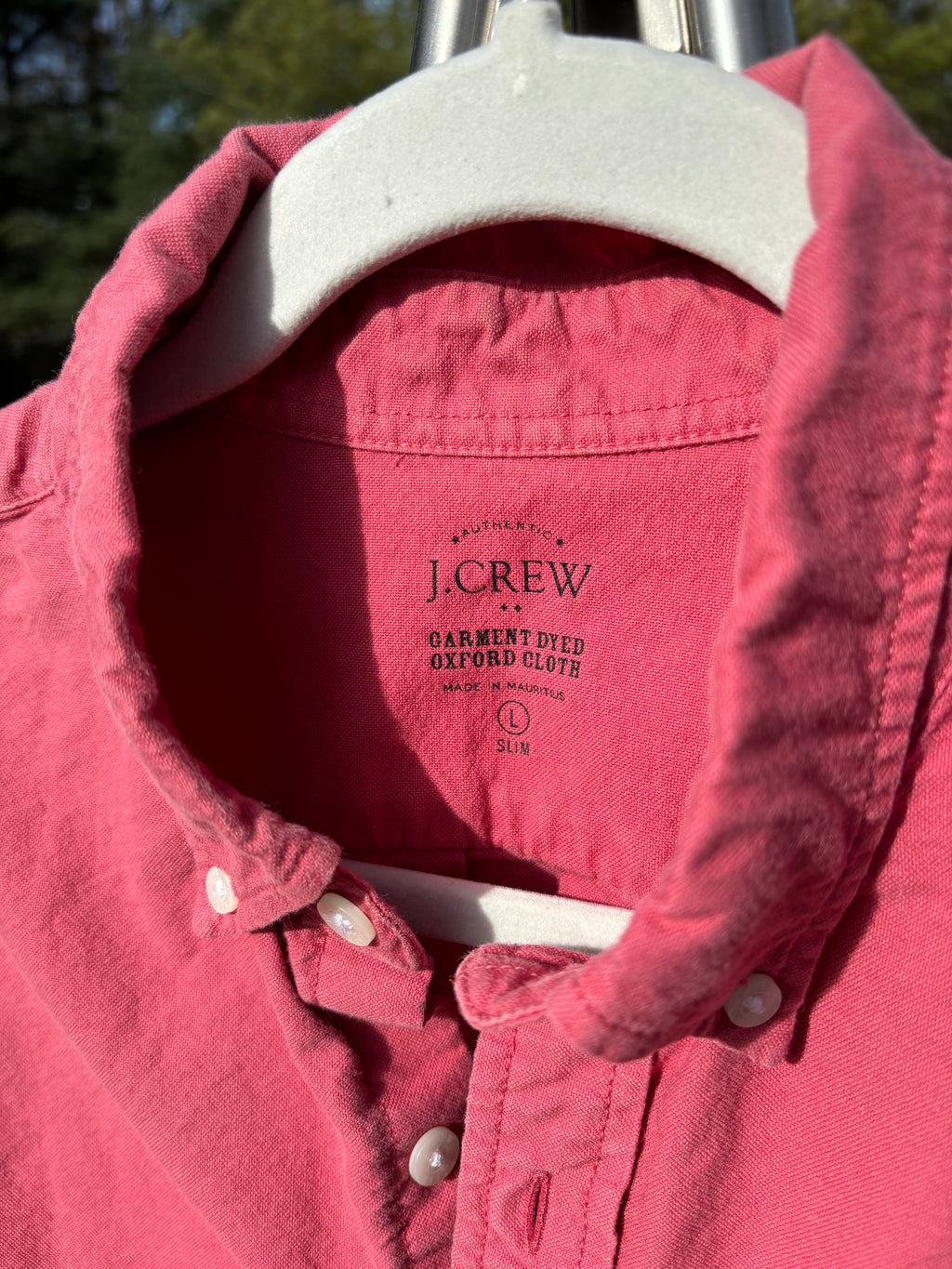 J CREW: GARMENT DYED OXFORD WASHED CLOTH LIGHT RED BUTTON DOWN