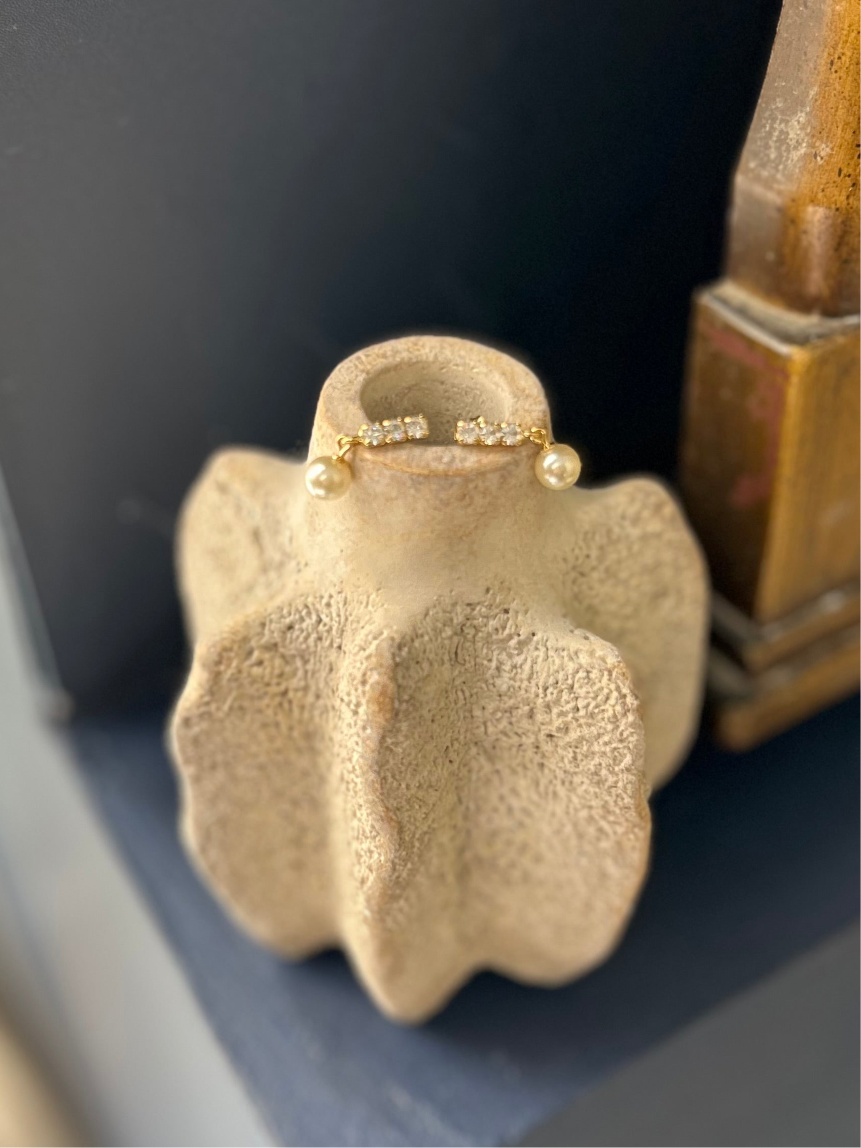 CZ TRIO DIAMOND DROP PERFECT PEARL 14K GOLD FILLED EARRINGS