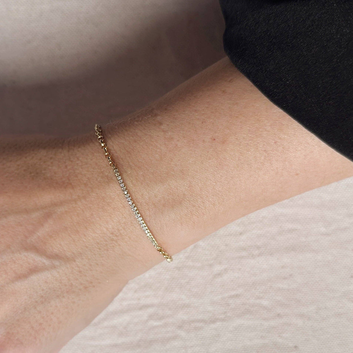 CZ bar bracelet, gold bar bracelet, 18k gold filled bracelet, gold filled bracelet, cubic zirconia bracelet, micro CZ bracelet, dainty gold bracelet,