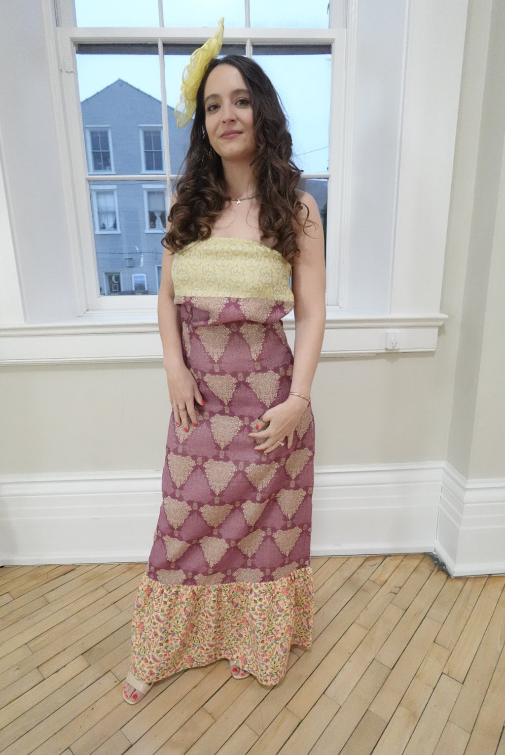 CALIFORINA GARDEN GOLDEN STRAPLESS MAXI DRESS