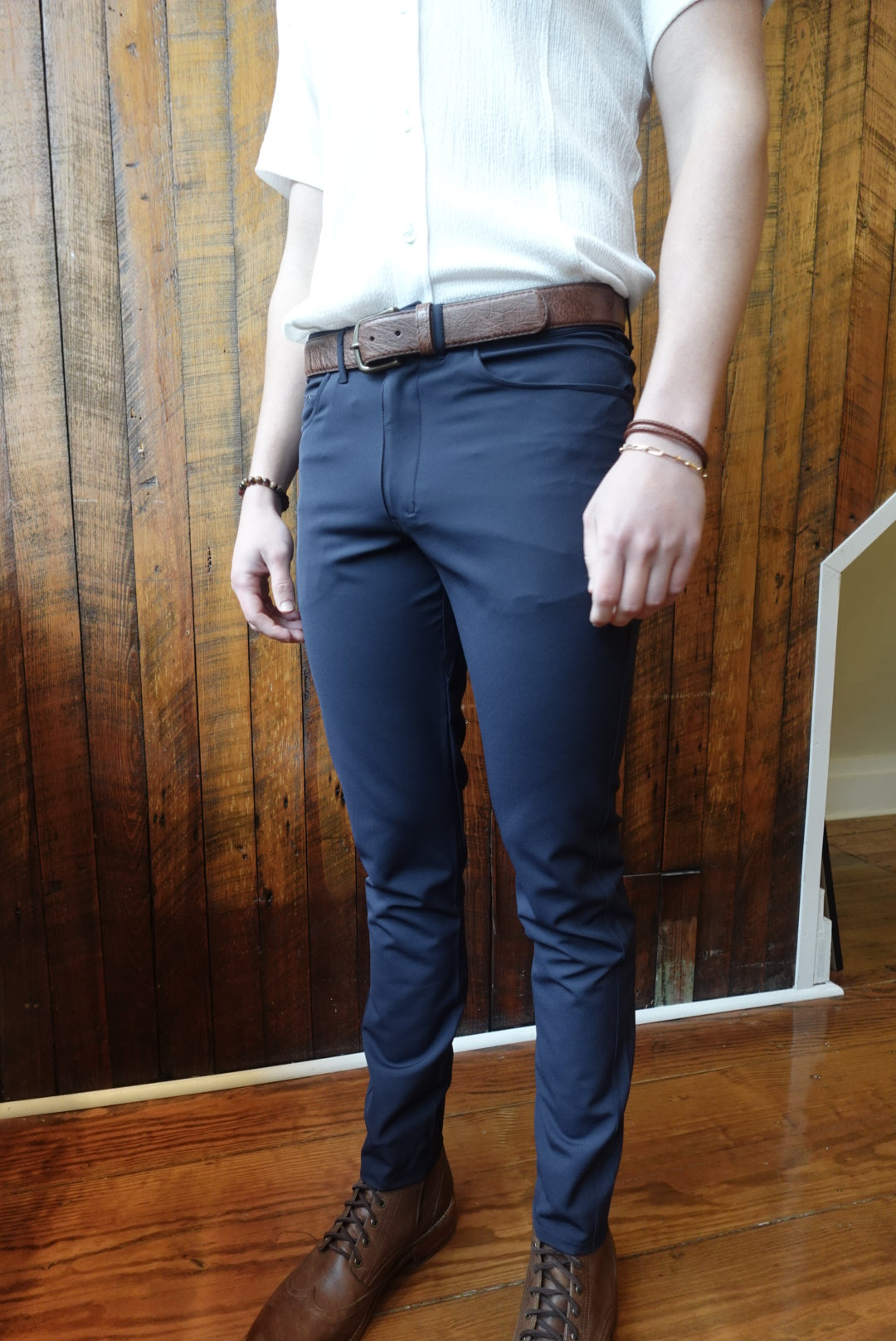 NAVY STRETCH SKINNY/SLIM FIT 5 POCKET GOLF PANTS