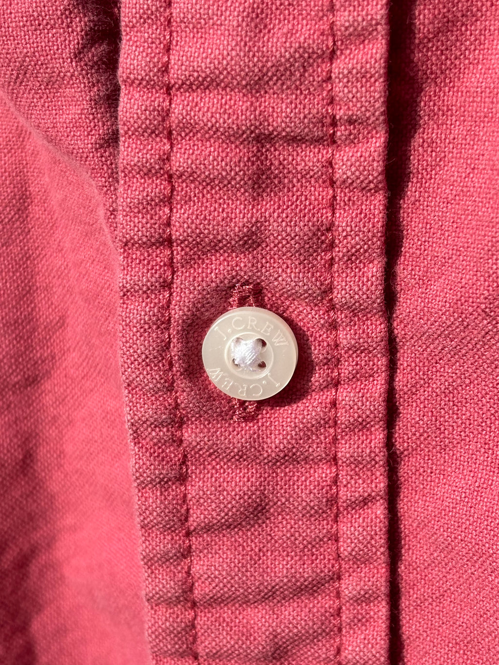 J CREW: GARMENT DYED OXFORD WASHED CLOTH LIGHT RED BUTTON DOWN