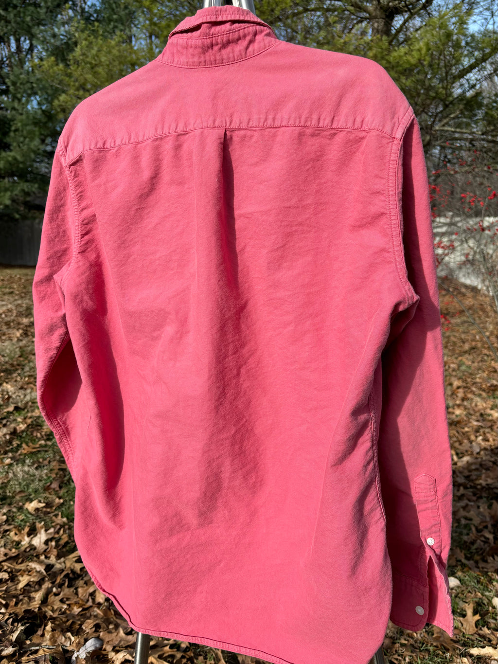 J CREW: GARMENT DYED OXFORD WASHED CLOTH LIGHT RED BUTTON DOWN