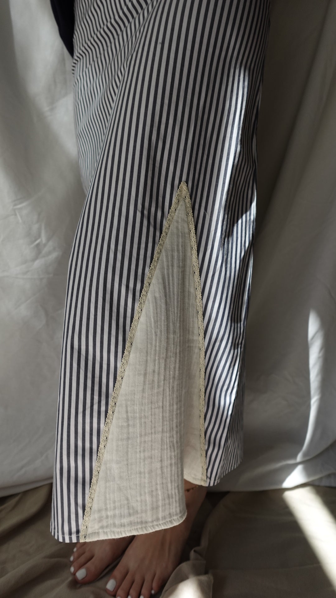 ADA STRIPED BOHO PEPLUM MIDI PENCIL SKIRT