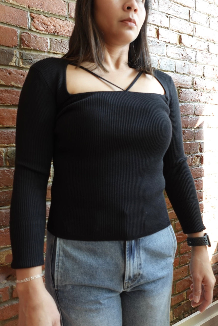 BONELLI RIBBED SQUARE NECK TOP