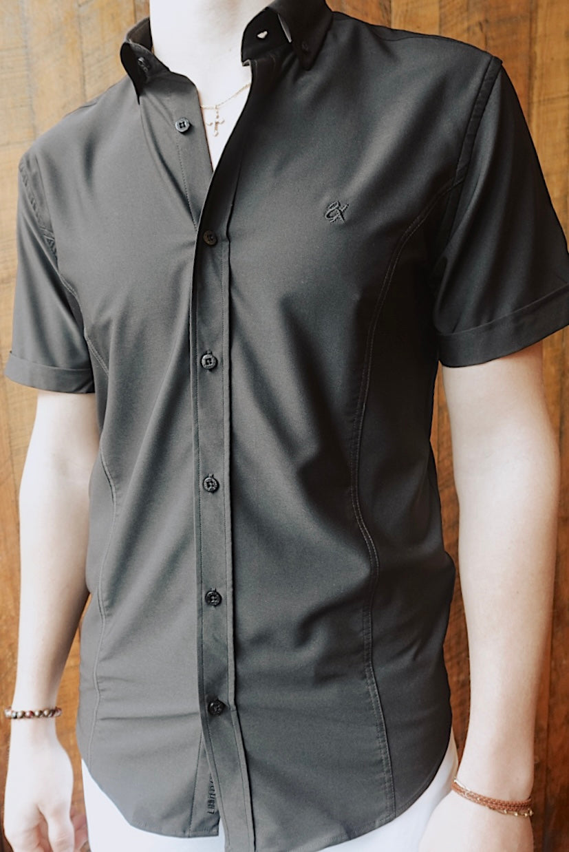 NIOR SOFT STRETCH SLIM FIT SHORT SLEEVE BUTTON DOWN