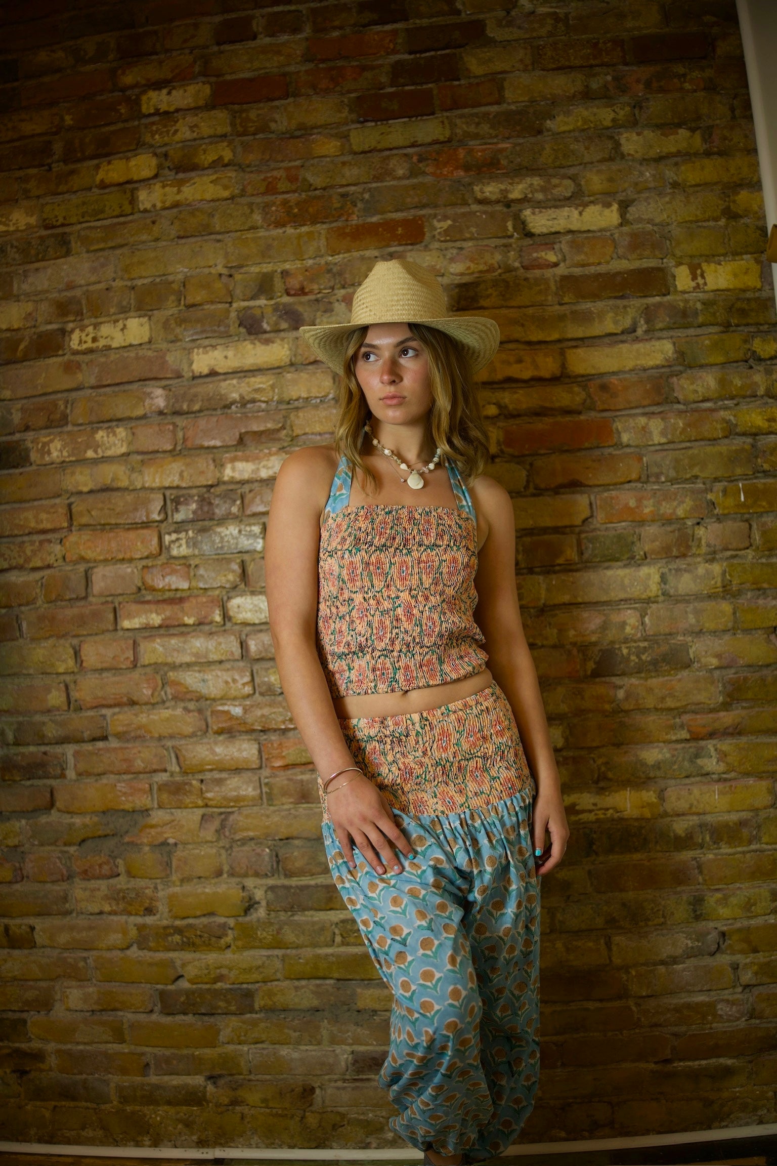 Gauze Muslin Ecru Crop Top, Halterneck / Tie-on Waist Top, Crinkled Natural Cotton Summer Top, Beachwear, Gift for Her