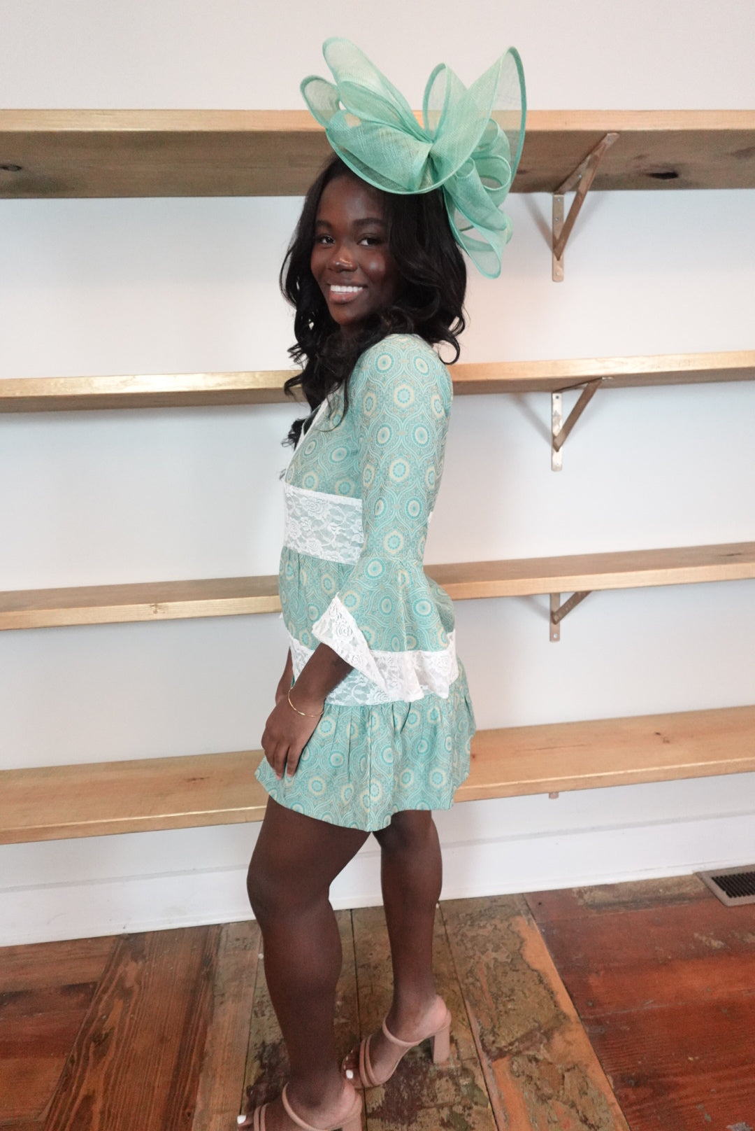 Nautical Blue Breton Stripe Peplum Mini Dress