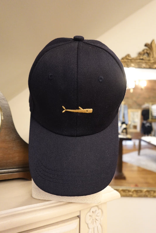 NAVY WITH GOLD EMBROIDERED NAUTICAL FISH UNISEX BASEBALL HAT