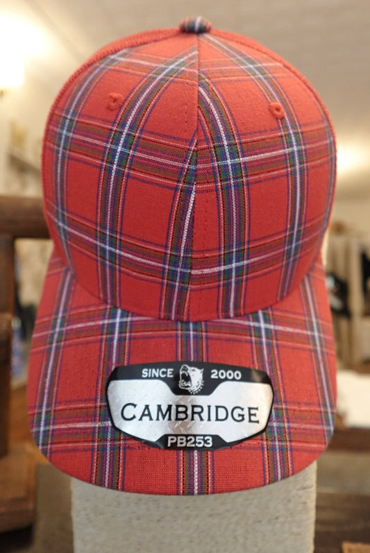 RED PLAID & MESH CAMBRIDGE UNISEX TRUCKER HAT