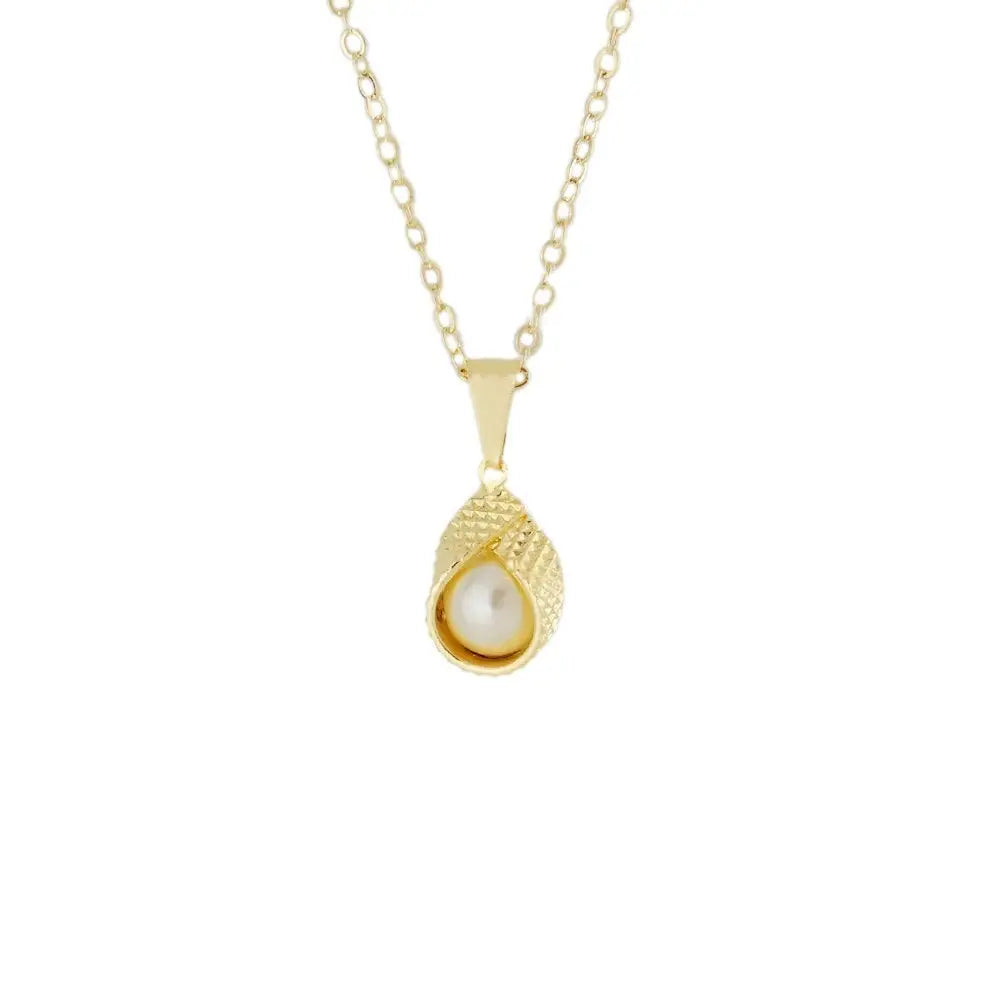 PEARL WRAP PENDANT SKINNY GOLD CHAIN 18K GOLD FILLED NECKLACE
