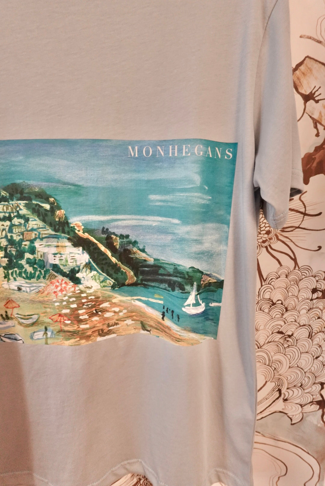 PALE BLUE ORIGINAL COASTAL EMBROIDERED GRAPHIC OVERSIZED TSHIRT